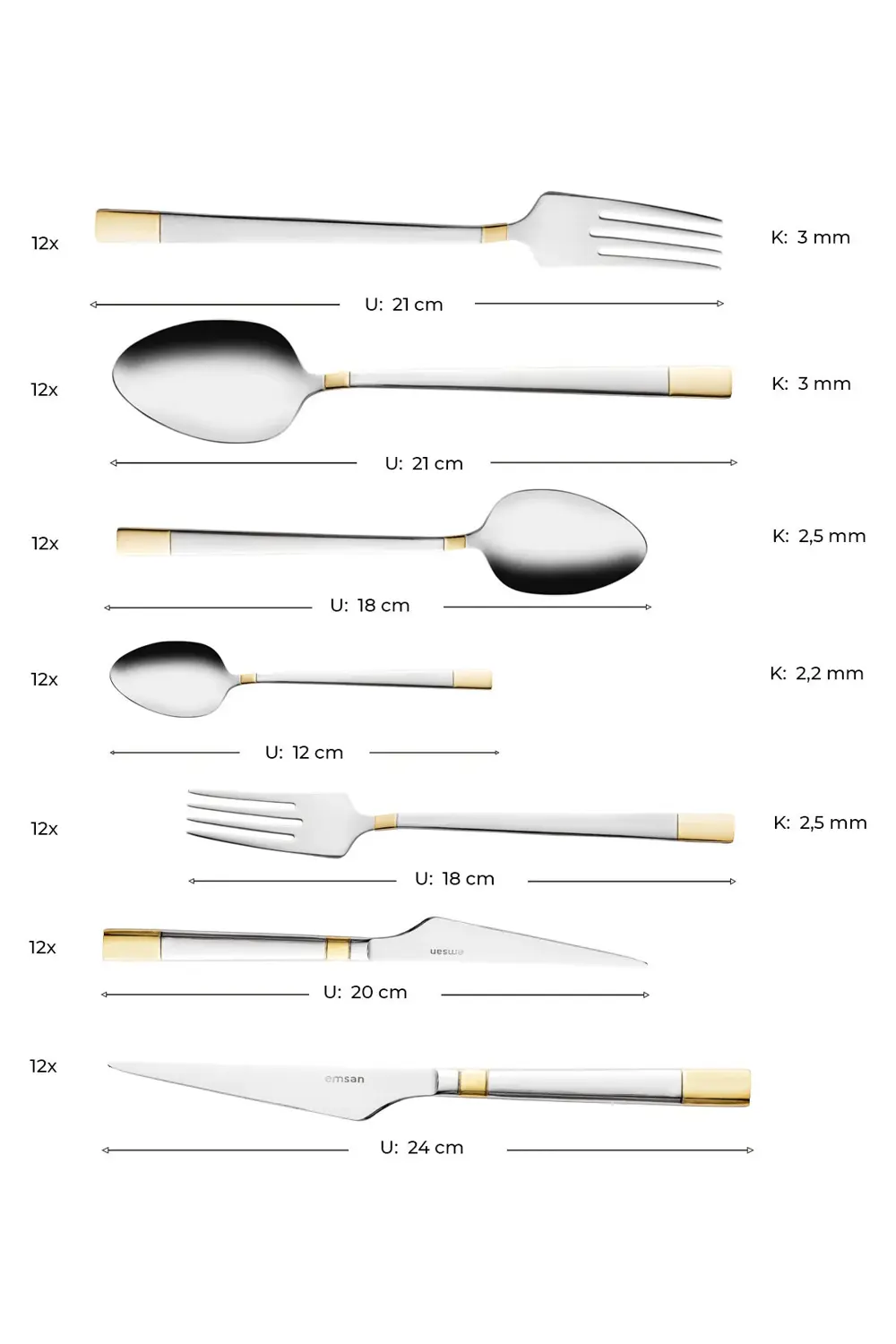 Elegance Duru Gold 84 Parça 12 Kişilik Lüks Kutulu Çatal Kaşık Bı