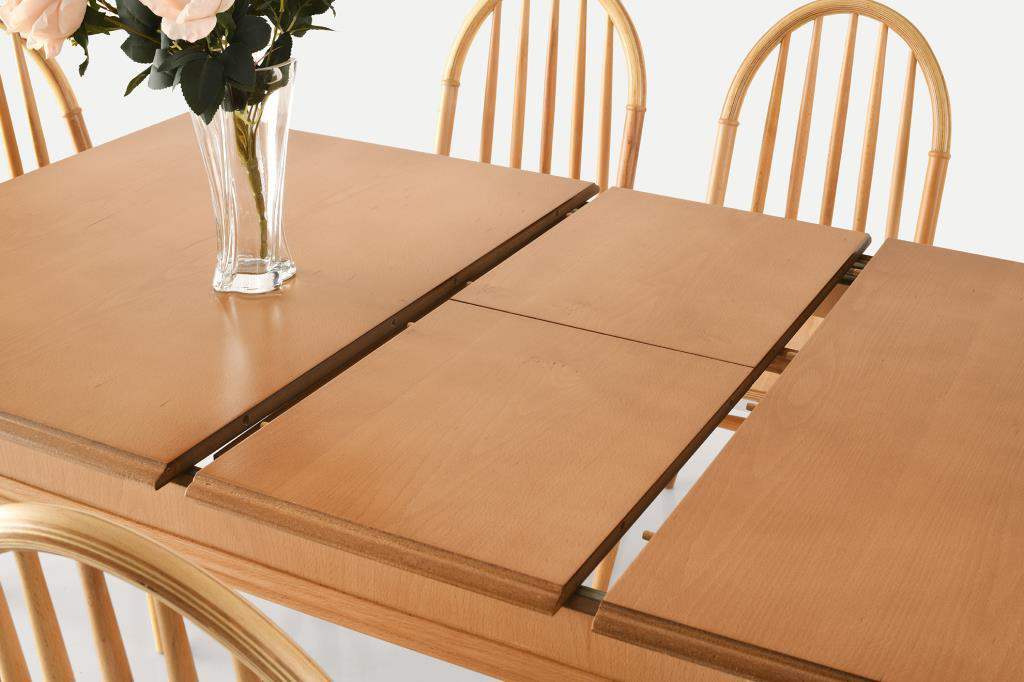 Elegant Ada Ağaç Açılır Yemek Masa 6 Sandalye Takımı 90 x 140 cm