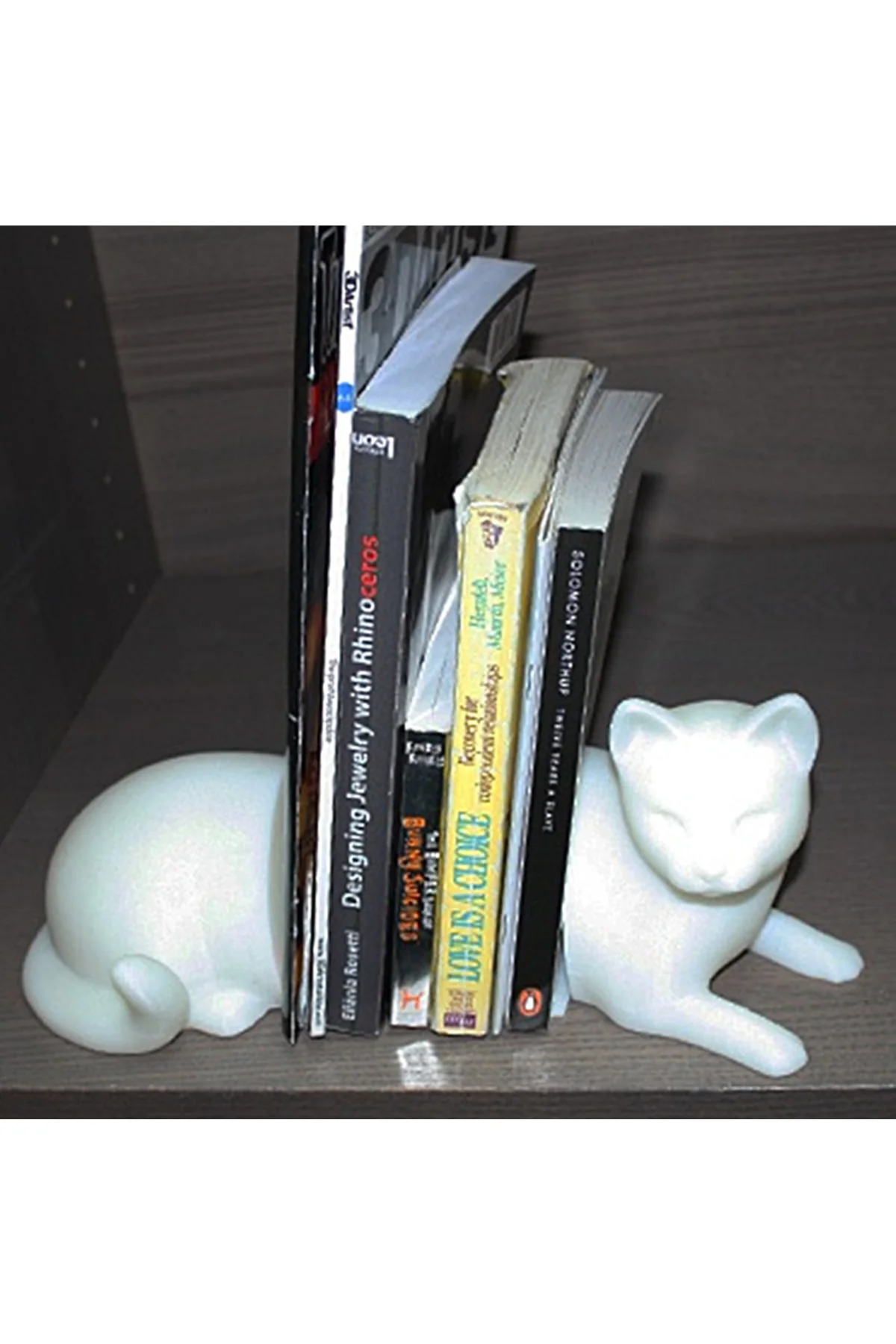 Elegant Dekoratif Kedi Figür Kitap Tutucu