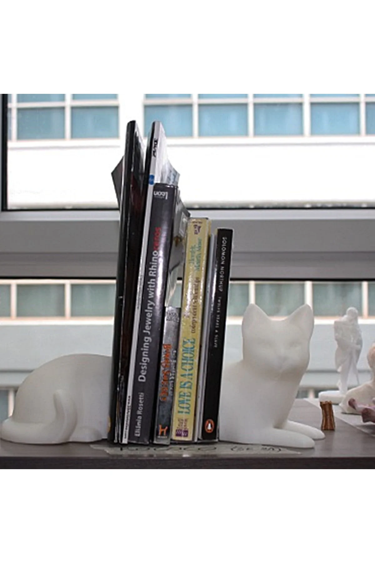 Elegant Dekoratif Kedi Figür Kitap Tutucu
