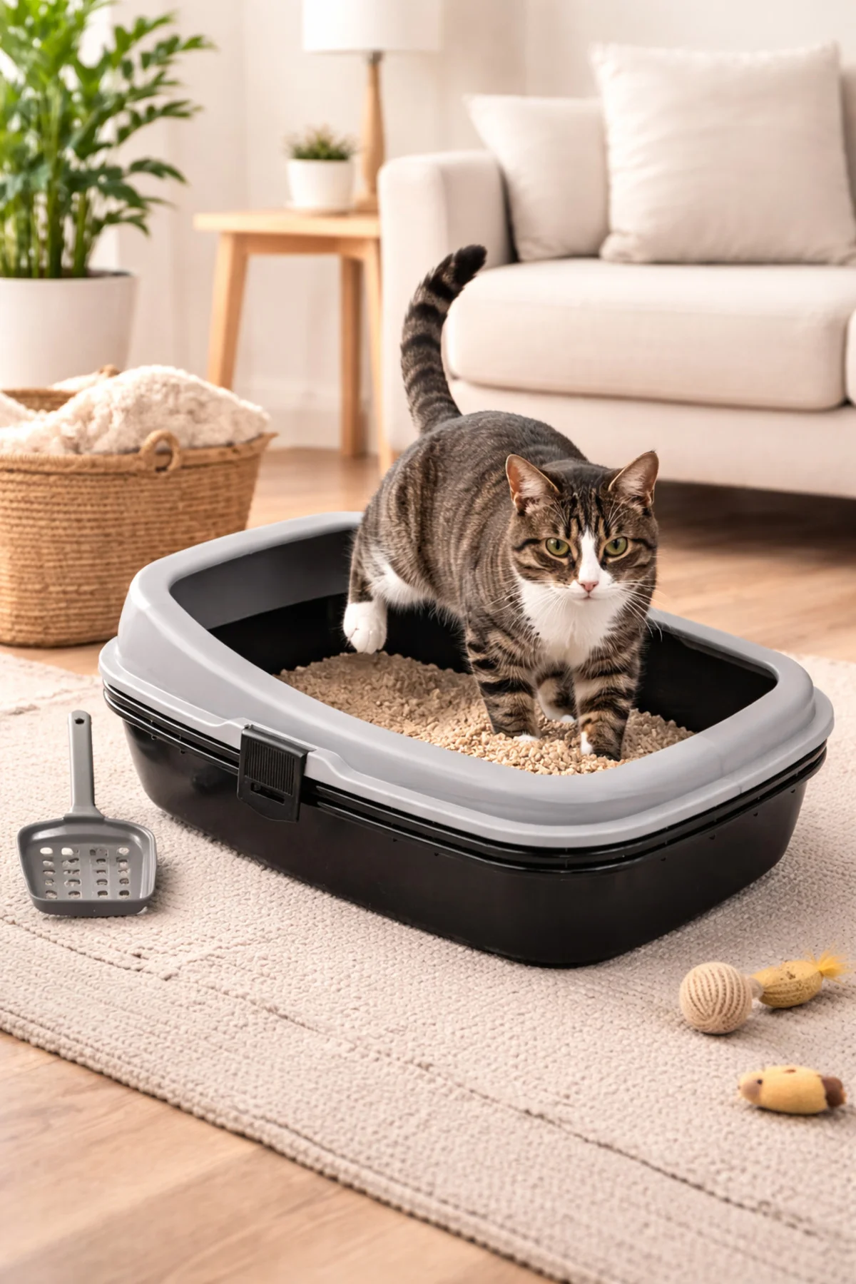 Elekli Akıllı Kedi Tuvaleti Açık Kasa – Sıçrama Önleyici, Kolay Temizlenebilir Kedi Kum Kabı