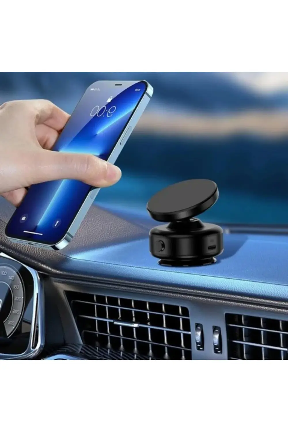 Elektirikli Vakum Magsafe Uyumlu Döner Kafalı Araç İçi Telefon Tu