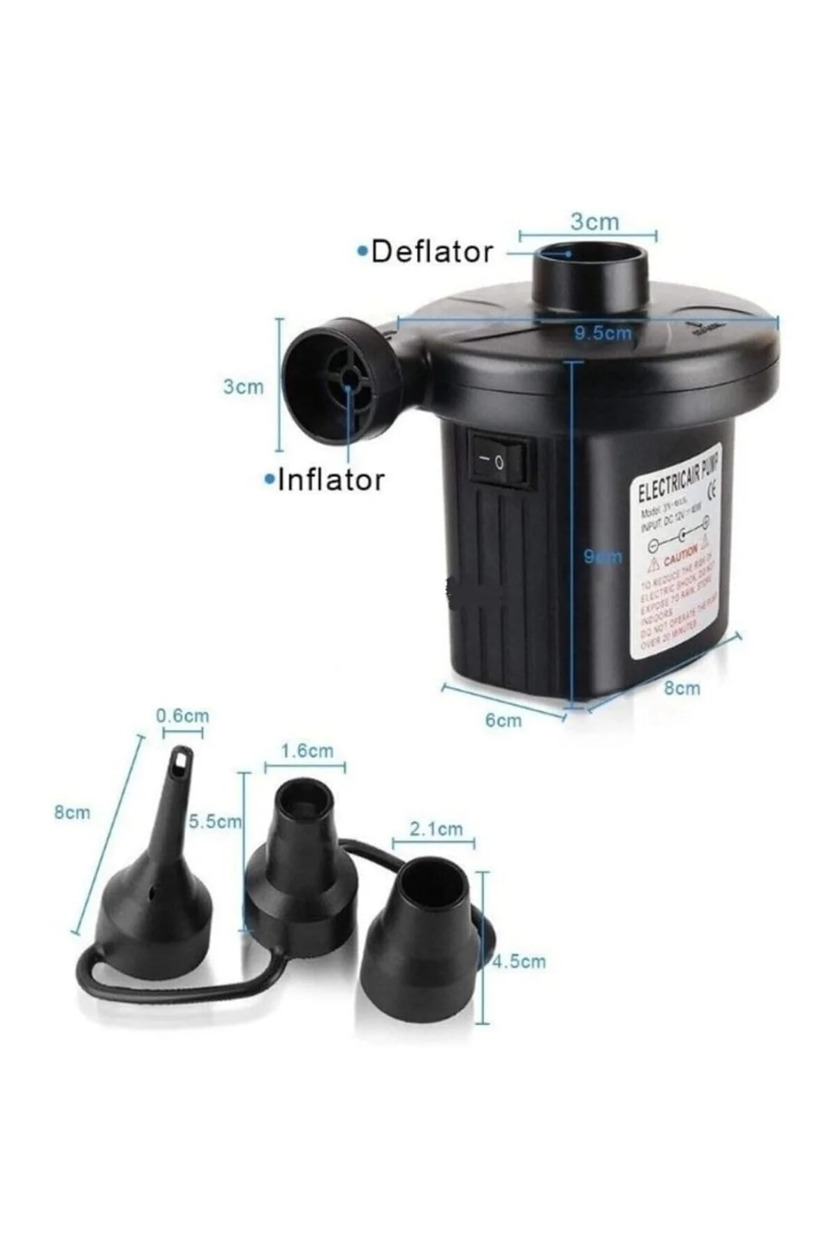 Elektric Air Pump 12V Çakmaklık Girişli Hava Pompası Şişme Yatak 