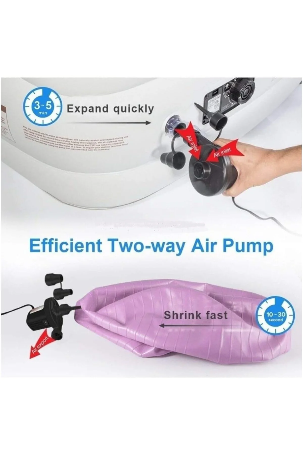 Elektric Air Pump 12V Çakmaklık Girişli Hava Pompası Şişme Yatak 