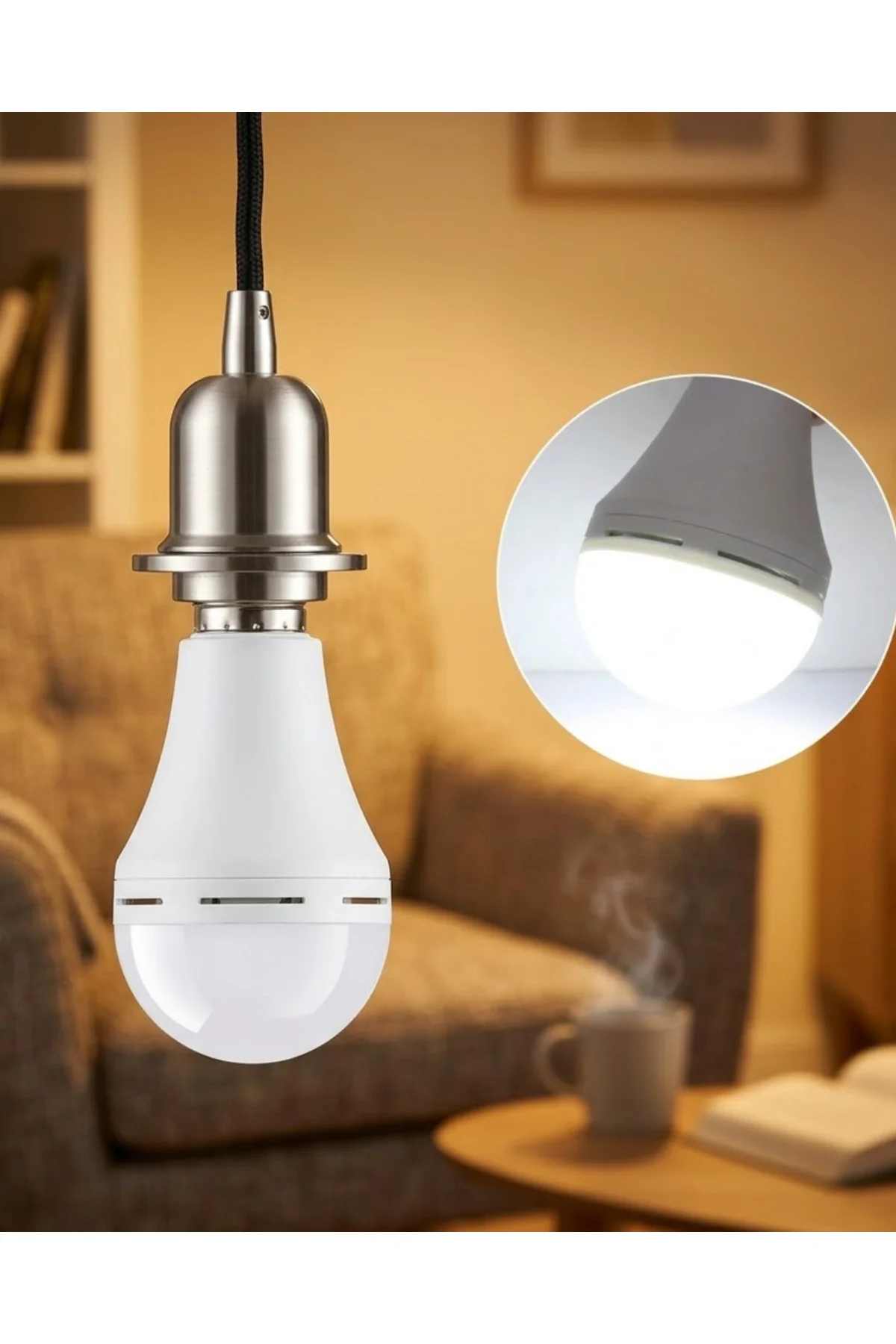 Elektrik Kesintisinde Yanan Şarjlı LED Ampul E27 6500K Güçlü Işık
