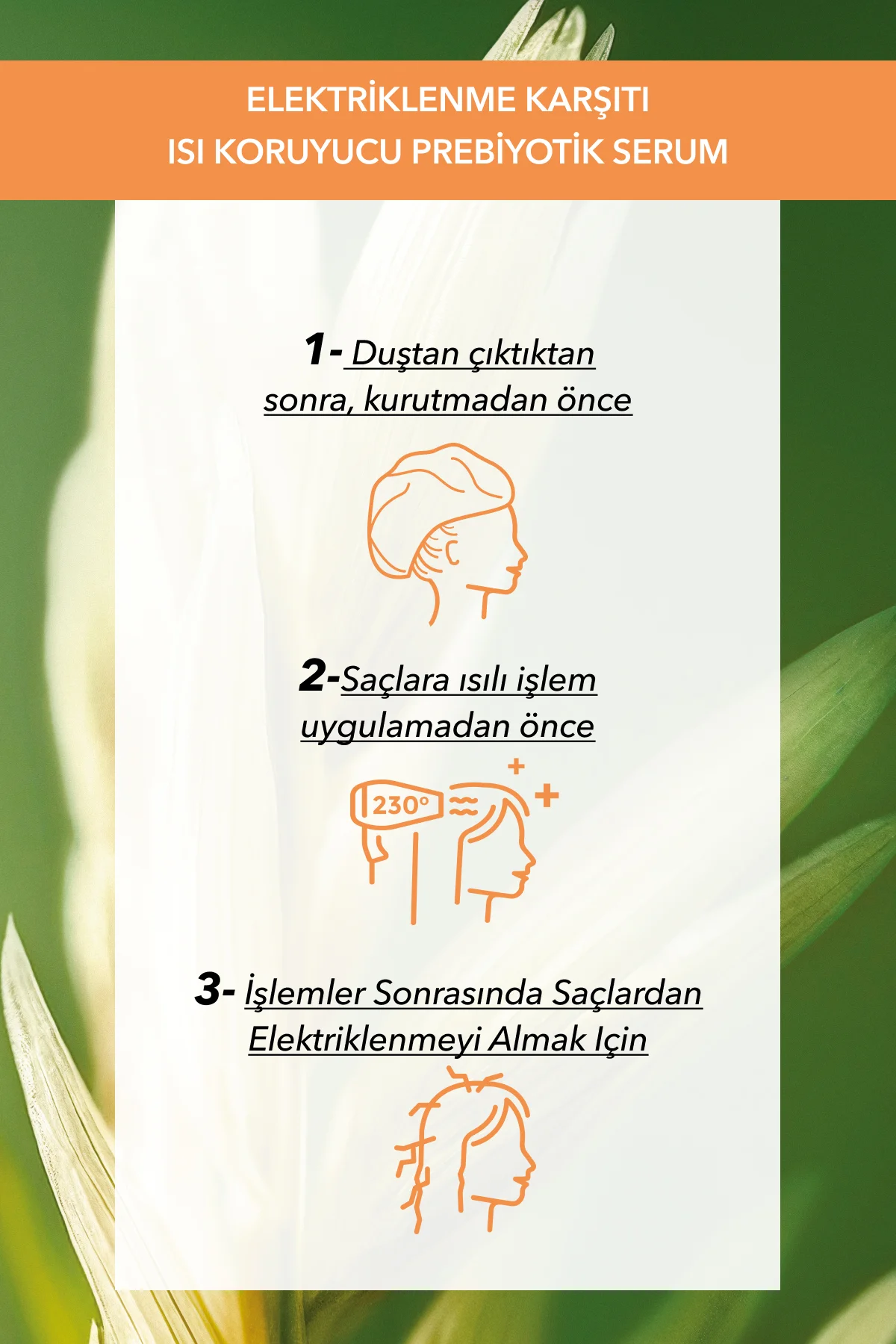 Elektriklenme Karşıtı Isı Koruyucu Prebiyotik Serum - Asi ve Kaba