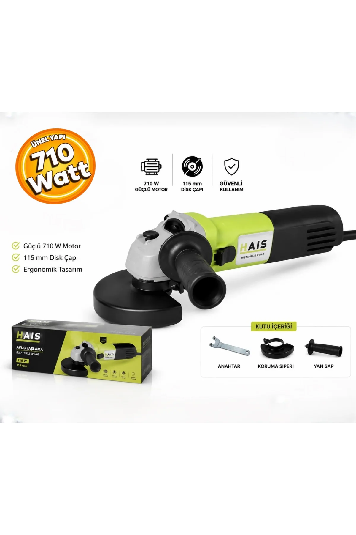 Elektrikli Avuç Taşlama 115 mm 710 Watt