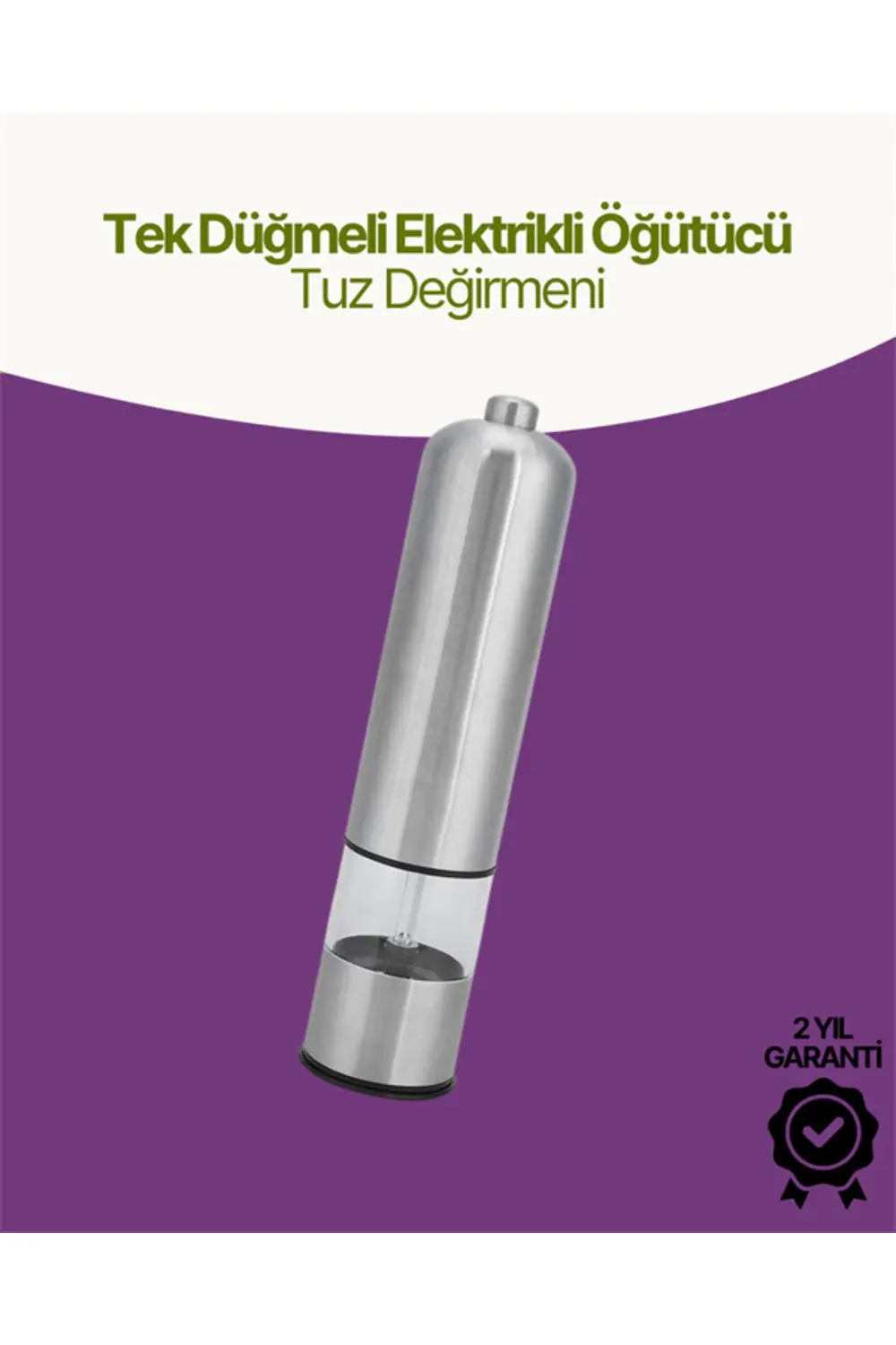 Elektrikli Baharat Öğütücü Pilli Paslanmaz Çelik Otomatik Tuz Kar