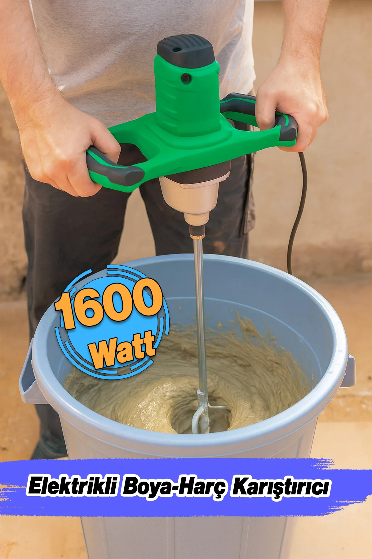 Elektrikli Boya Harç Karıştırıcı 1600 W Çift Kulp Ergonomik Mikse