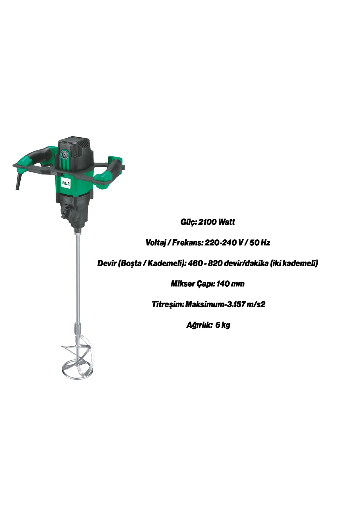 Elektrikli Boya Harç Karıştırıcı 2100 W Çift Kulp Ergonomik Mikse