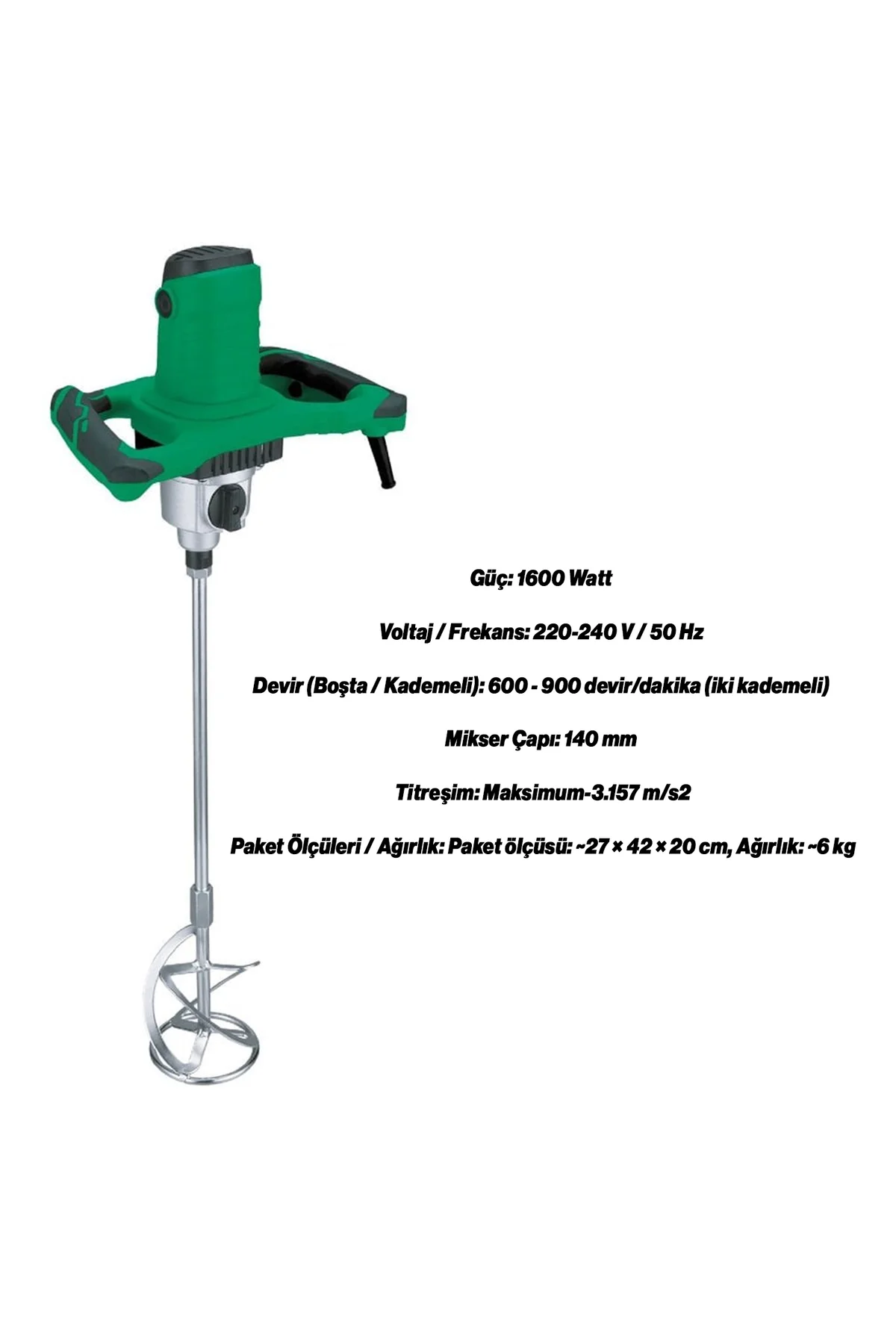 Elektrikli Boya Harç Karıştırıcı 1600 W Çift Kulp Ergonomik Mikse