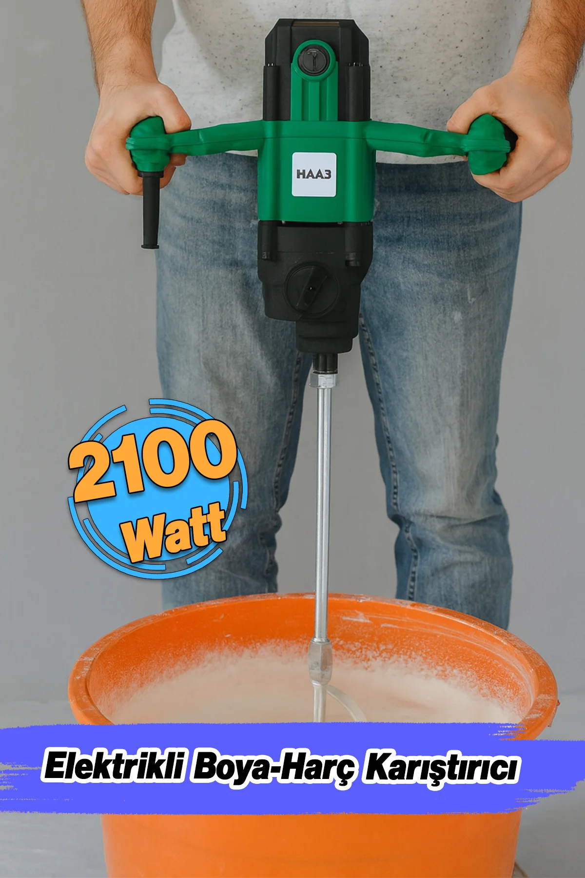 Elektrikli Boya Harç Karıştırıcı 2100 W Çift Kulp Ergonomik Mikse