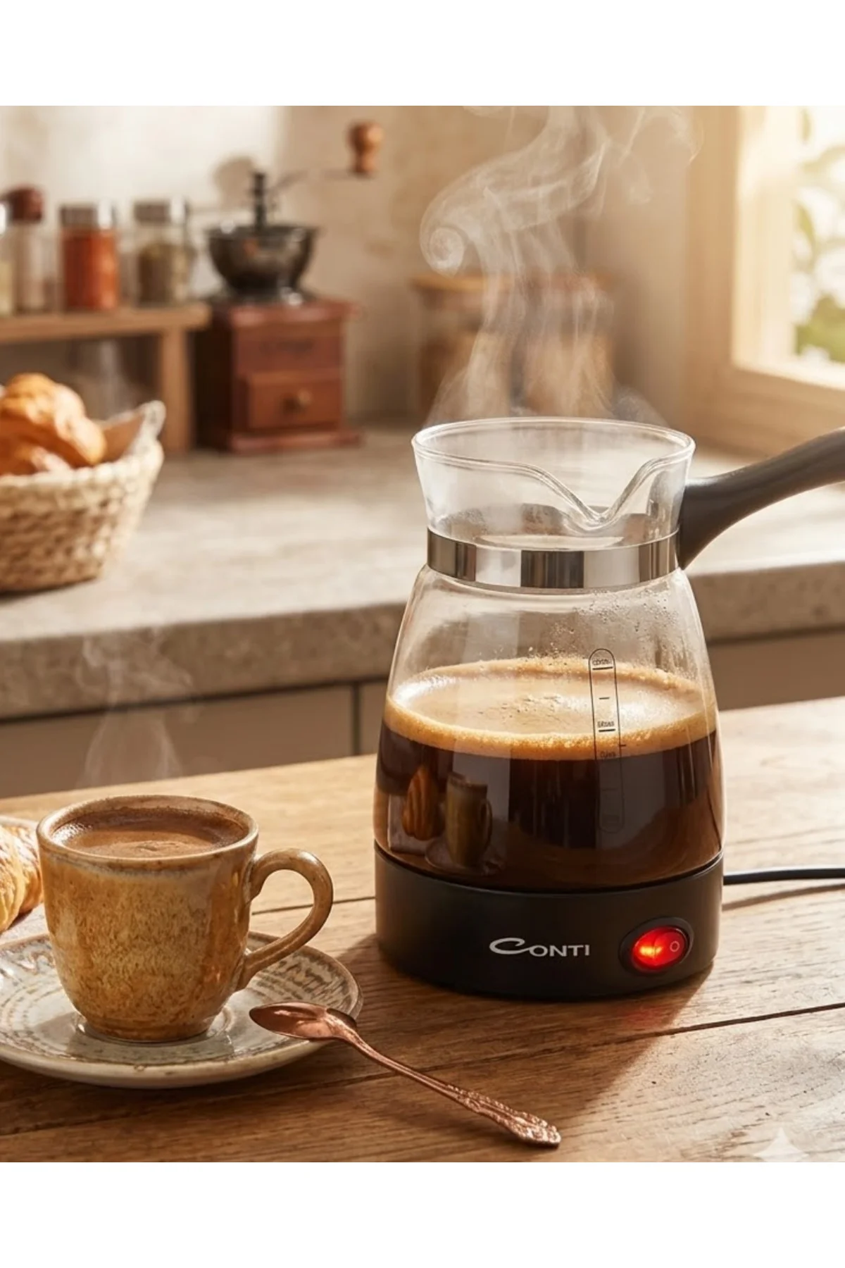 Elektrikli Cam Kahve Makinesi 650W 0.5 Litre Kapasiteli Türk Kahv