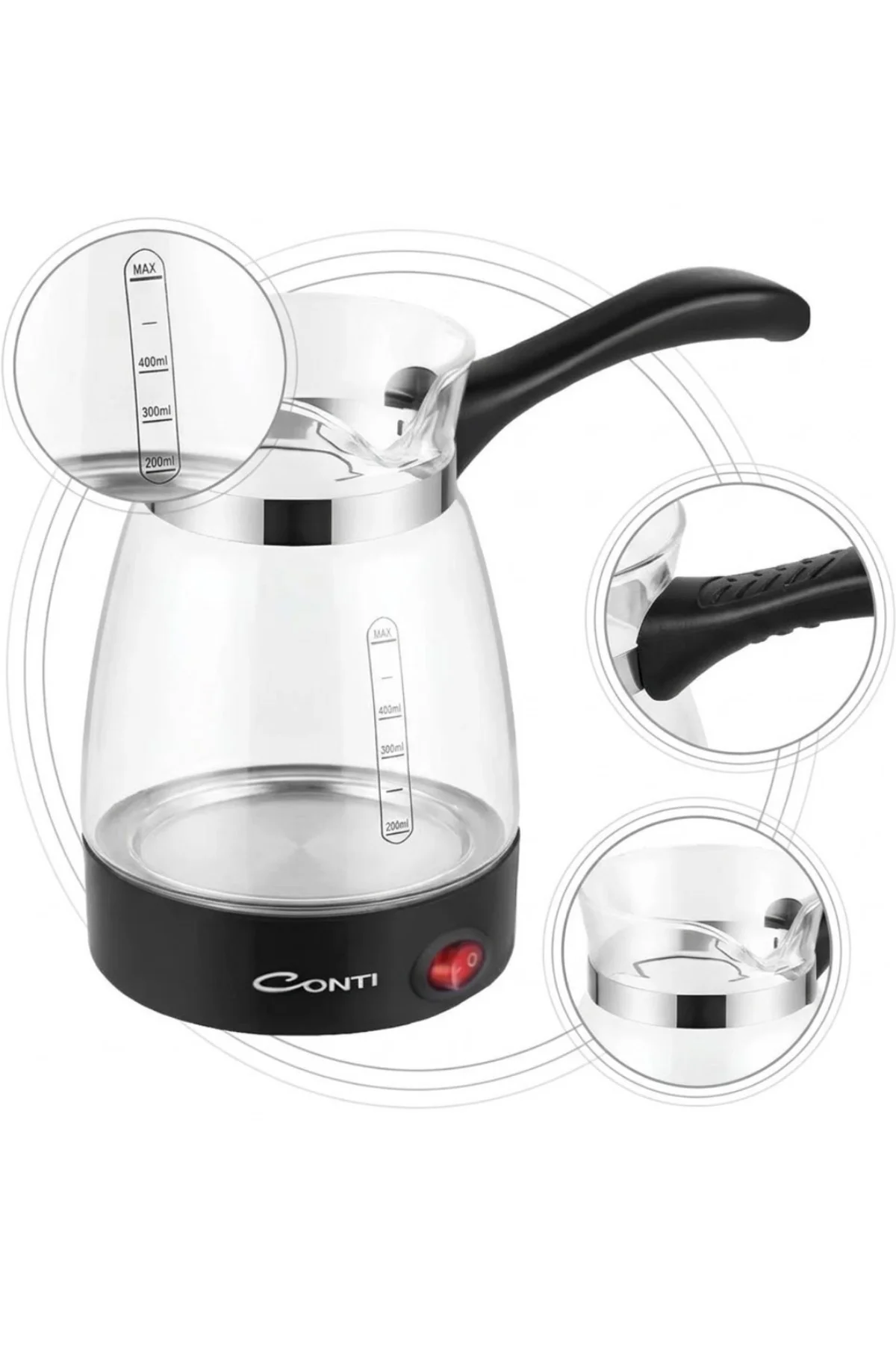 Elektrikli Cam Türk Kahvesi Makinesi 0.5 Litre 650W Kahve Yapma M