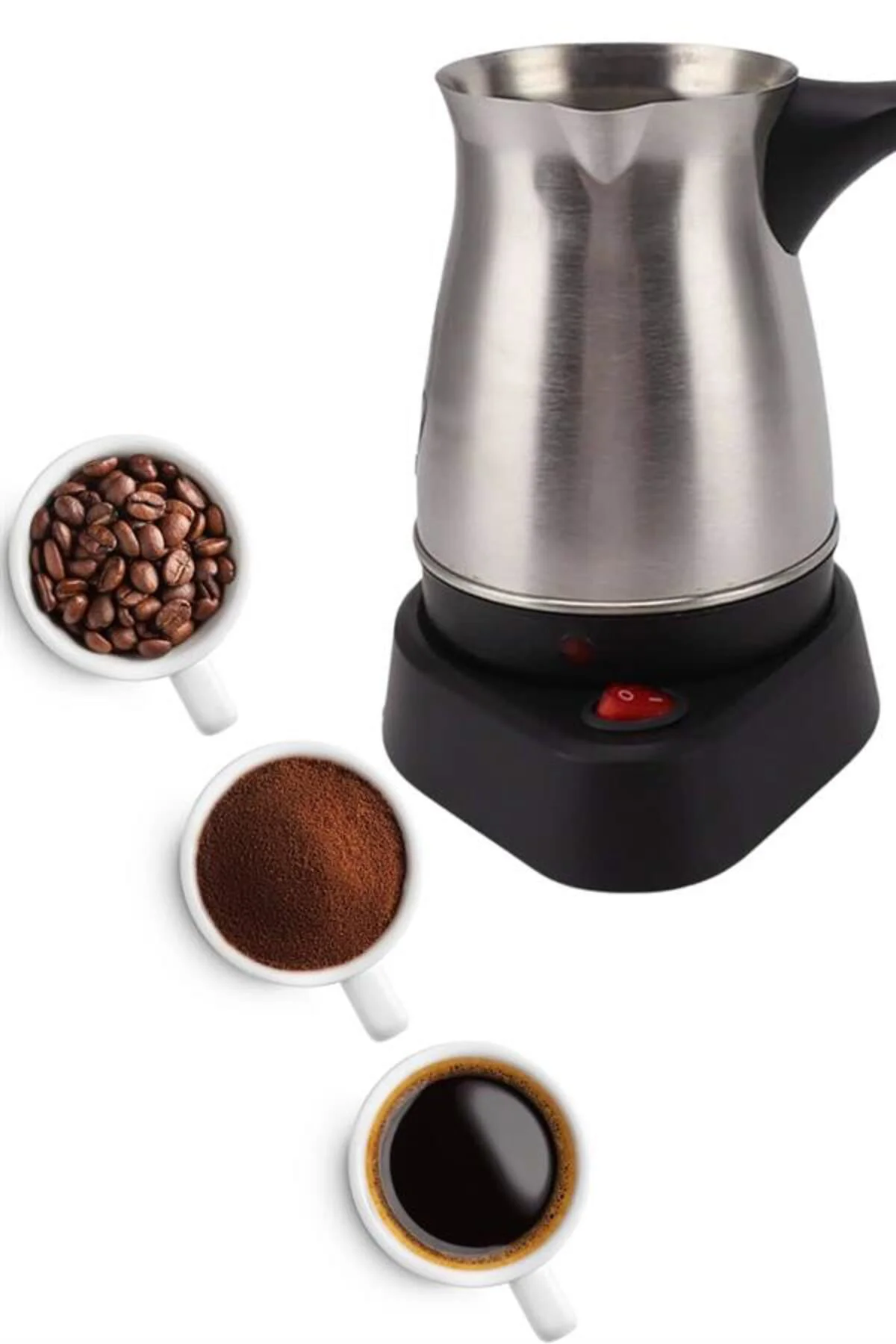 Elektrikli Cezve 800 Watt Paslanmaz Çelik Türk Kahve Makinesi Sap