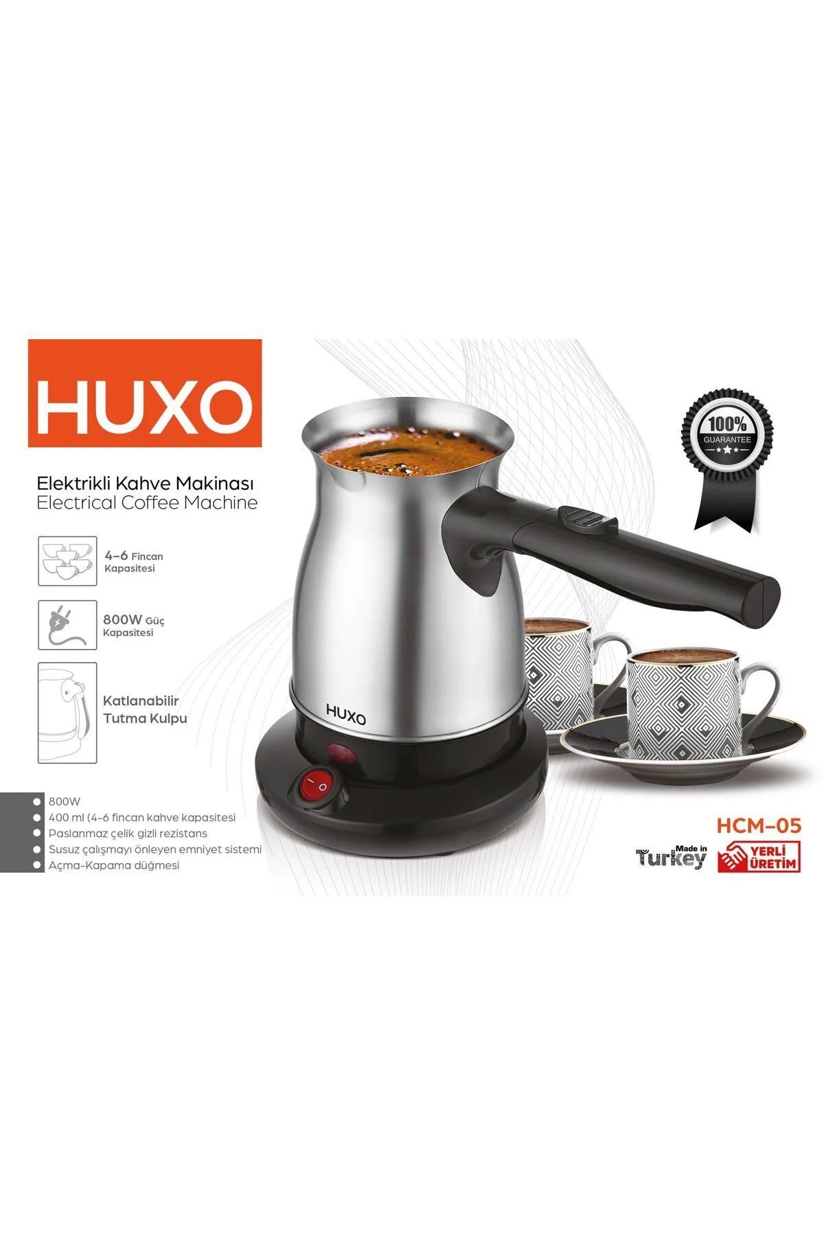 Elektrikli Cezve Inox Katlanabilir Saplı Paslanmaz Çelik 4-6 Finc