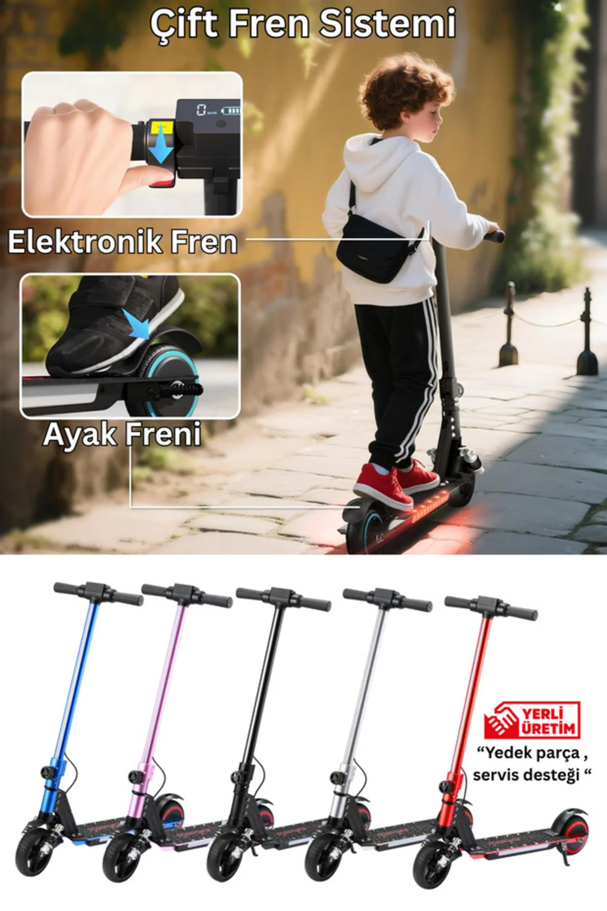 Elektrikli Çocuk Scooter - Çift Frenli Katlanabilir - LED Işıklı - Ön Çift Süspansiyonlu 8+ Elektrikli Çocuk Scooter - Çift Frenli Katlanabilir - LED Işıklı - Ön Çift Süspansiyonlu 8+ Fiyatı, Yorumları ve Özellikleri