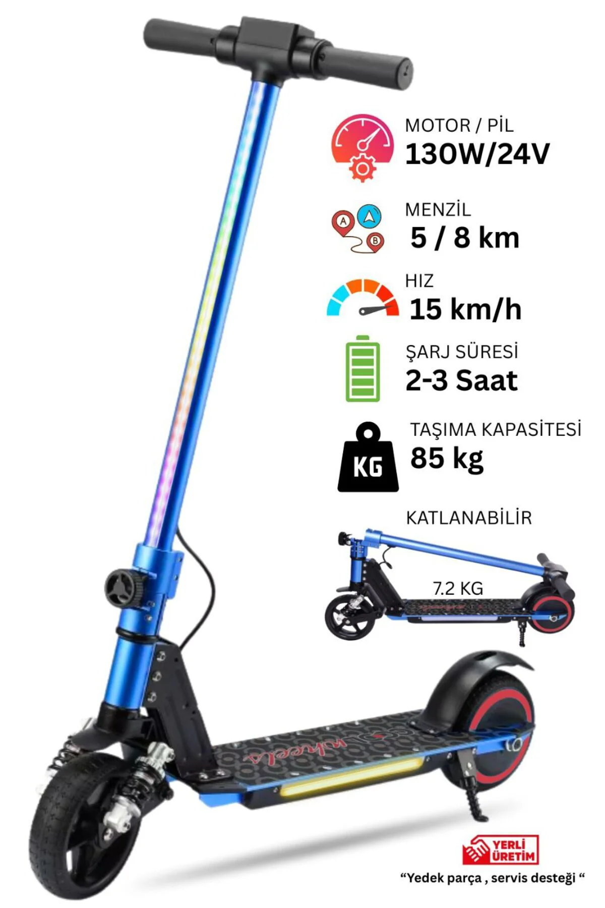 Elektrikli Çocuk Scooter - Çift Frenli Katlanabilir - LED Işıklı - Ön Çift Süspansiyonlu 8+ Elektrikli Çocuk Scooter - Çift Frenli Katlanabilir - LED Işıklı - Ön Çift Süspansiyonlu 8+ Fiyatı, Yorumları ve Özellikleri