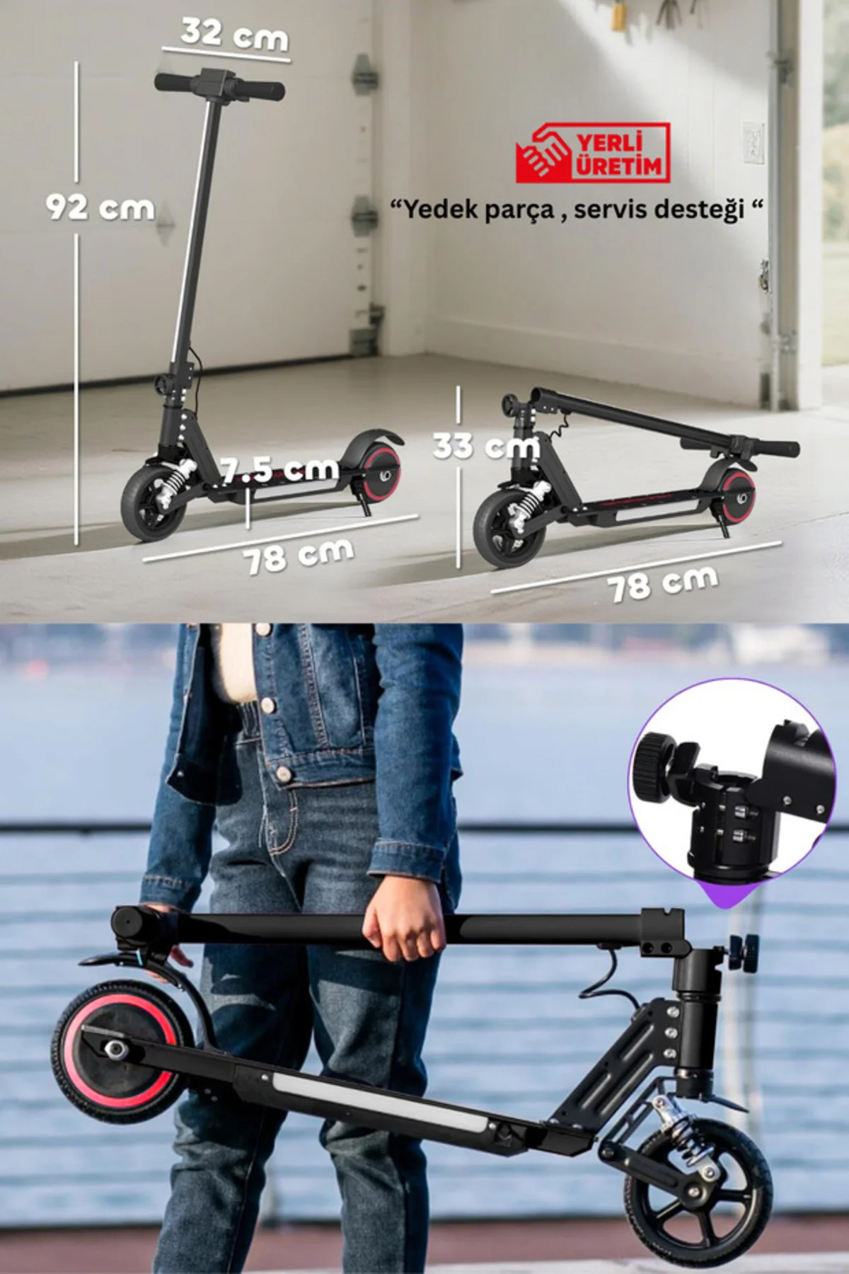 Elektrikli Çocuk Scooter - Çift Frenli Katlanabilir - LED Işıklı - Ön Çift Süspansiyonlu 8+ Elektrikli Çocuk Scooter - Çift Frenli Katlanabilir - LED Işıklı - Ön Çift Süspansiyonlu 8+ Fiyatı, Yorumları ve Özellikleri