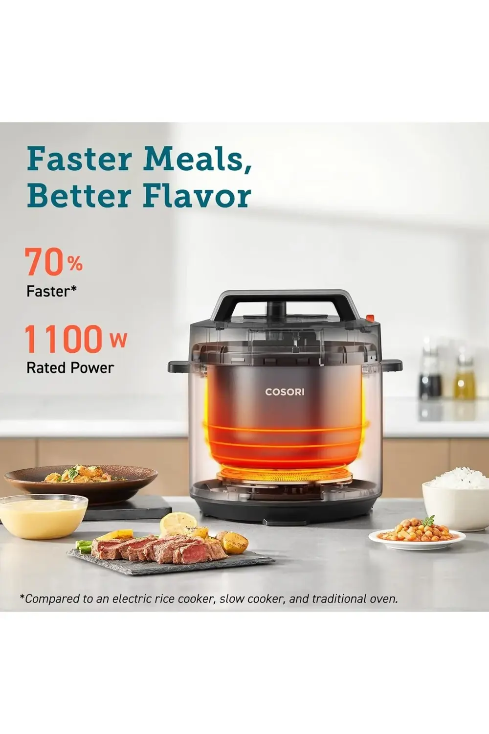 Elektrikli Düdüklü Tencere 5,7 L, 50 Tarif, 9'u 1 Arada Çoklu Piş