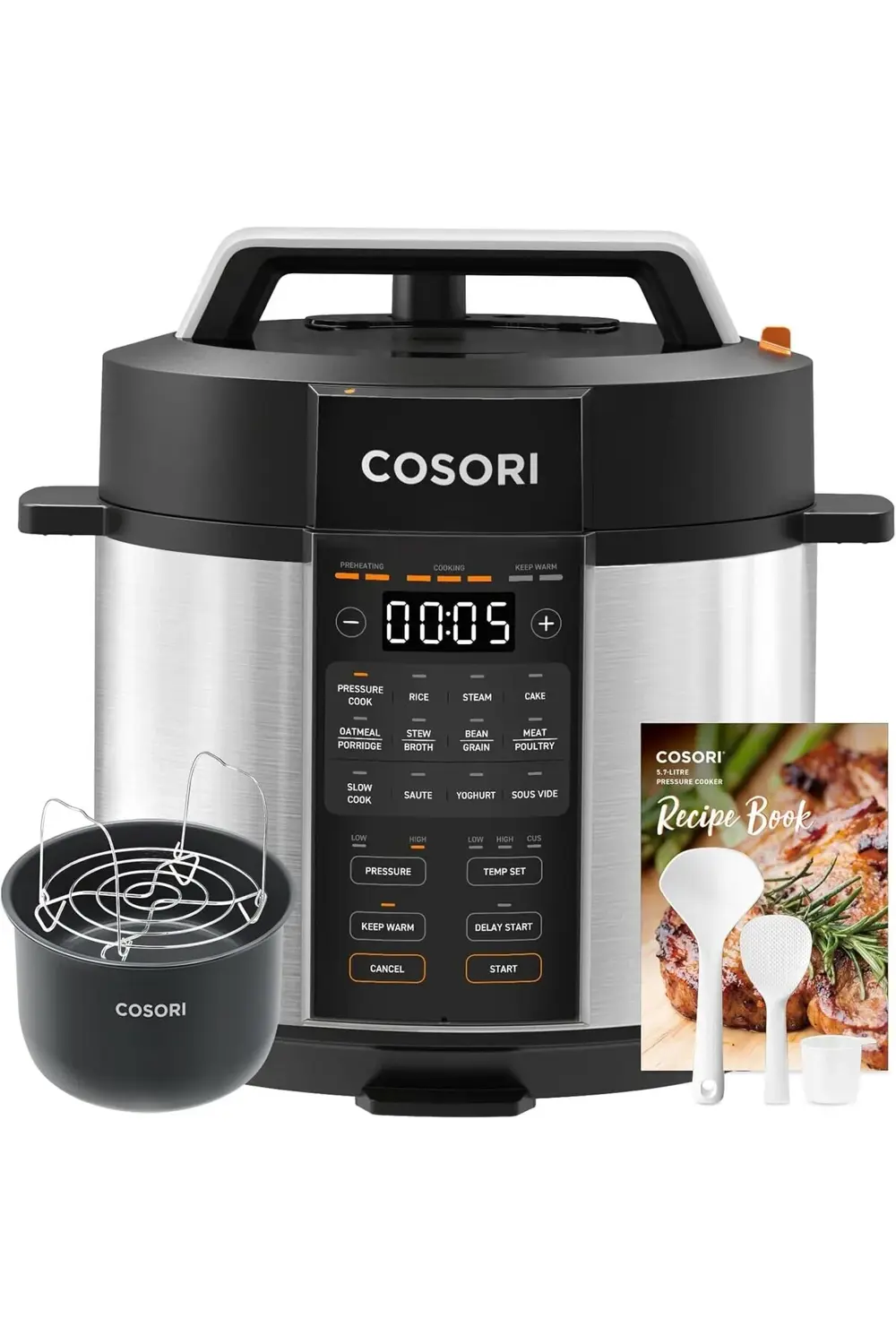 Elektrikli Düdüklü Tencere 5,7 L, 50 Tarif, 9'u 1 Arada Çoklu Piş