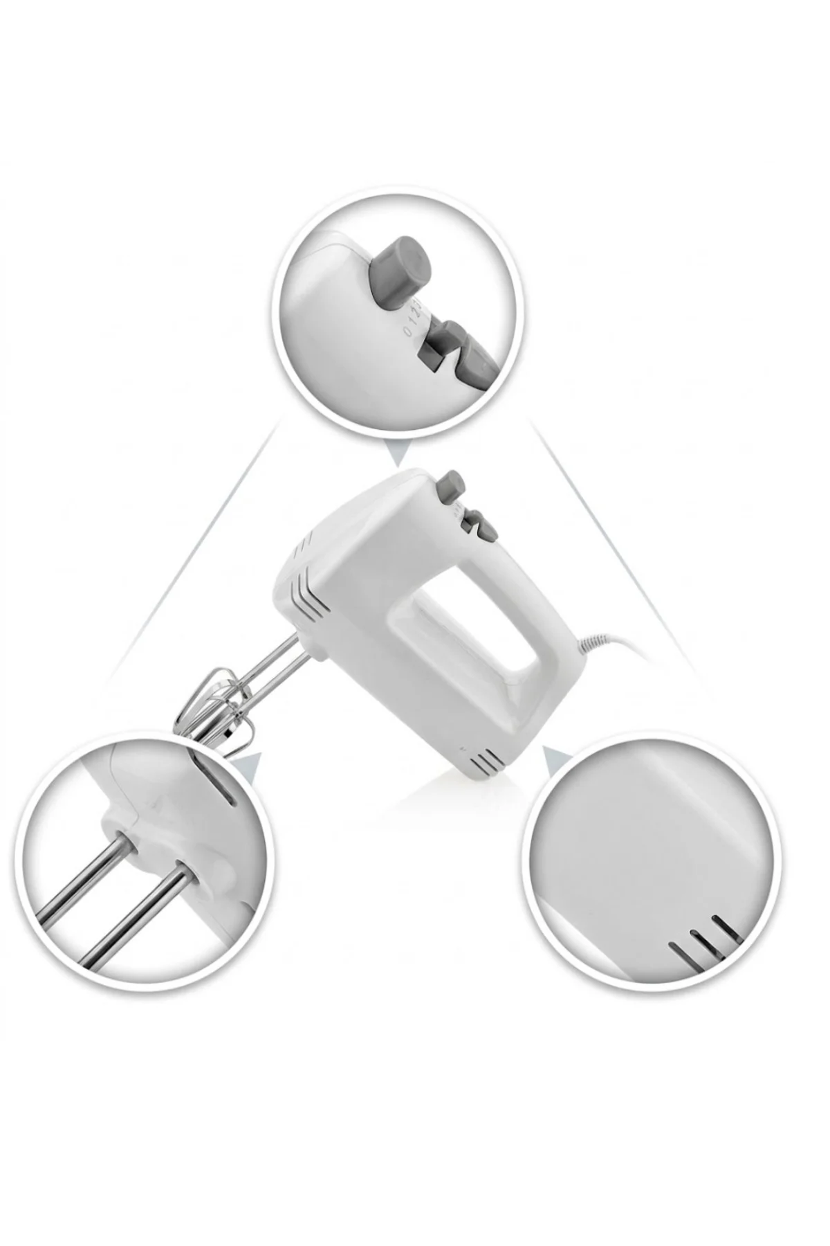 Elektrikli El Mikseri 250W 5 Hız Kademeli Hamur ve Kek Mikseri - 