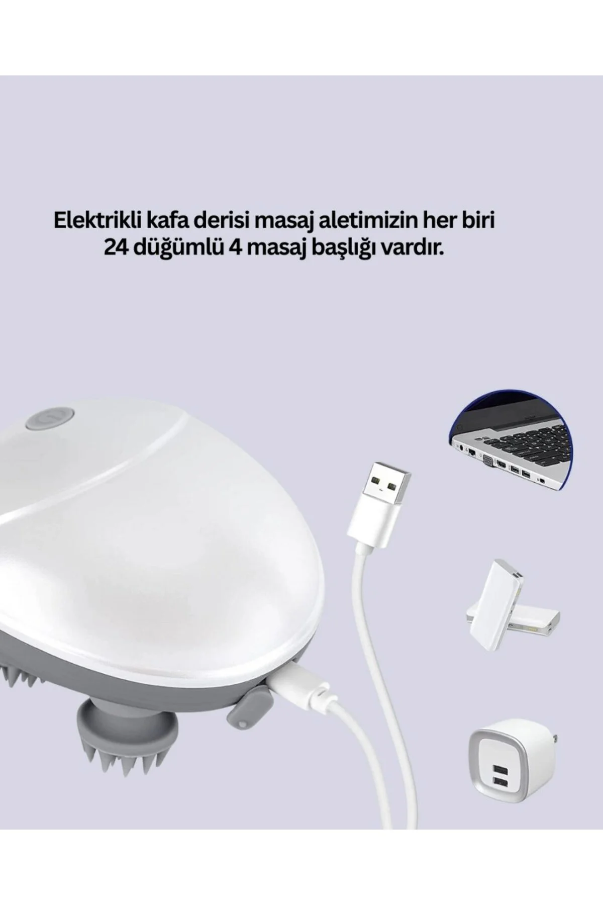 Elektrikli Kafa Derisi Masaj Aleti Islak Ve Kuru Kullanım