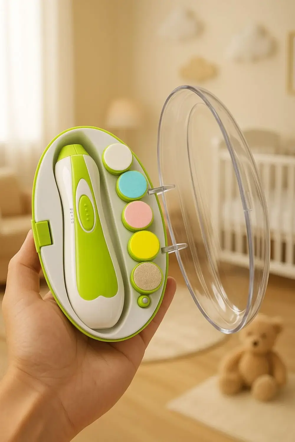 Elektrikli LED Işıklı Bebek Tırnak Törpüsü – Sessiz ve Güvenli Ta