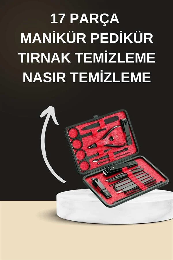 Elektrikli Manikür Pedikür Seti İkili Set 17 Parça Tırnak Bakımı Nasır Temizleme Tırnak Şekillendirme