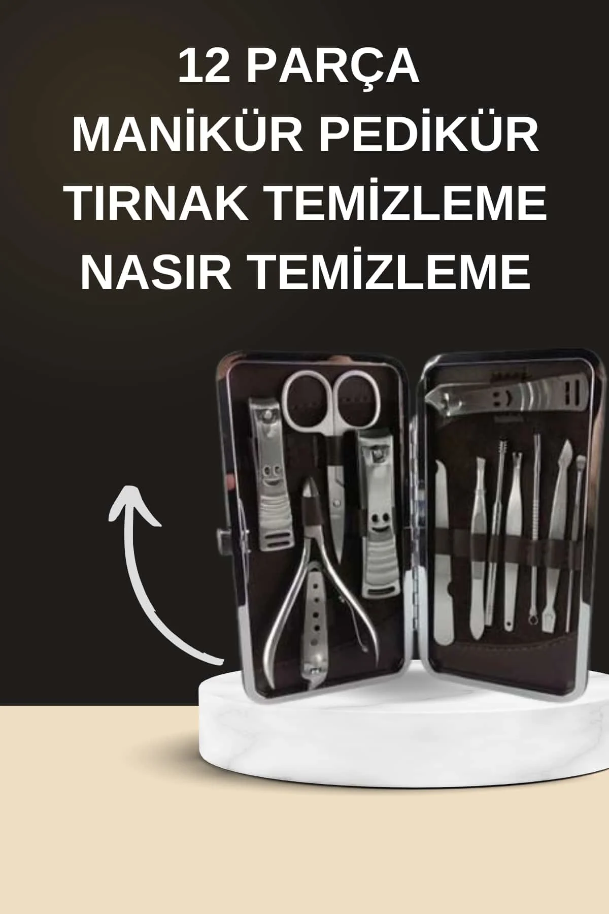 Elektrikli Manikür Pedikür Seti İkili Set 12 Parça Tırnak Bakımı Törpü Protez Çıkarma