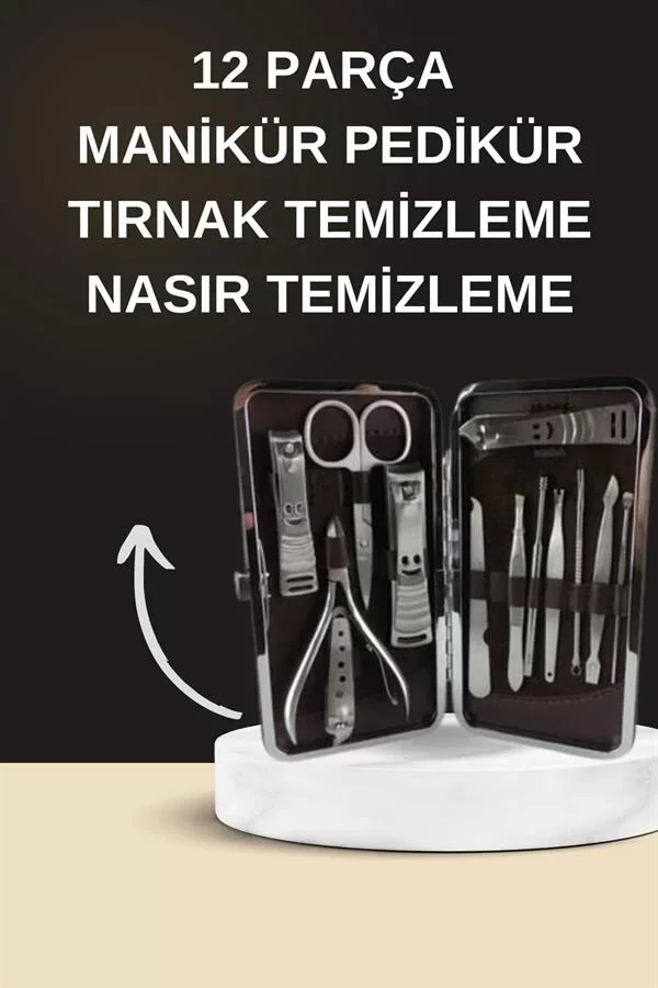 Elektrikli Manikür Pedikür Seti İkili Set 12 Parça Tırnak Bakımı Törpü Protez Çıkarma - Lisinya