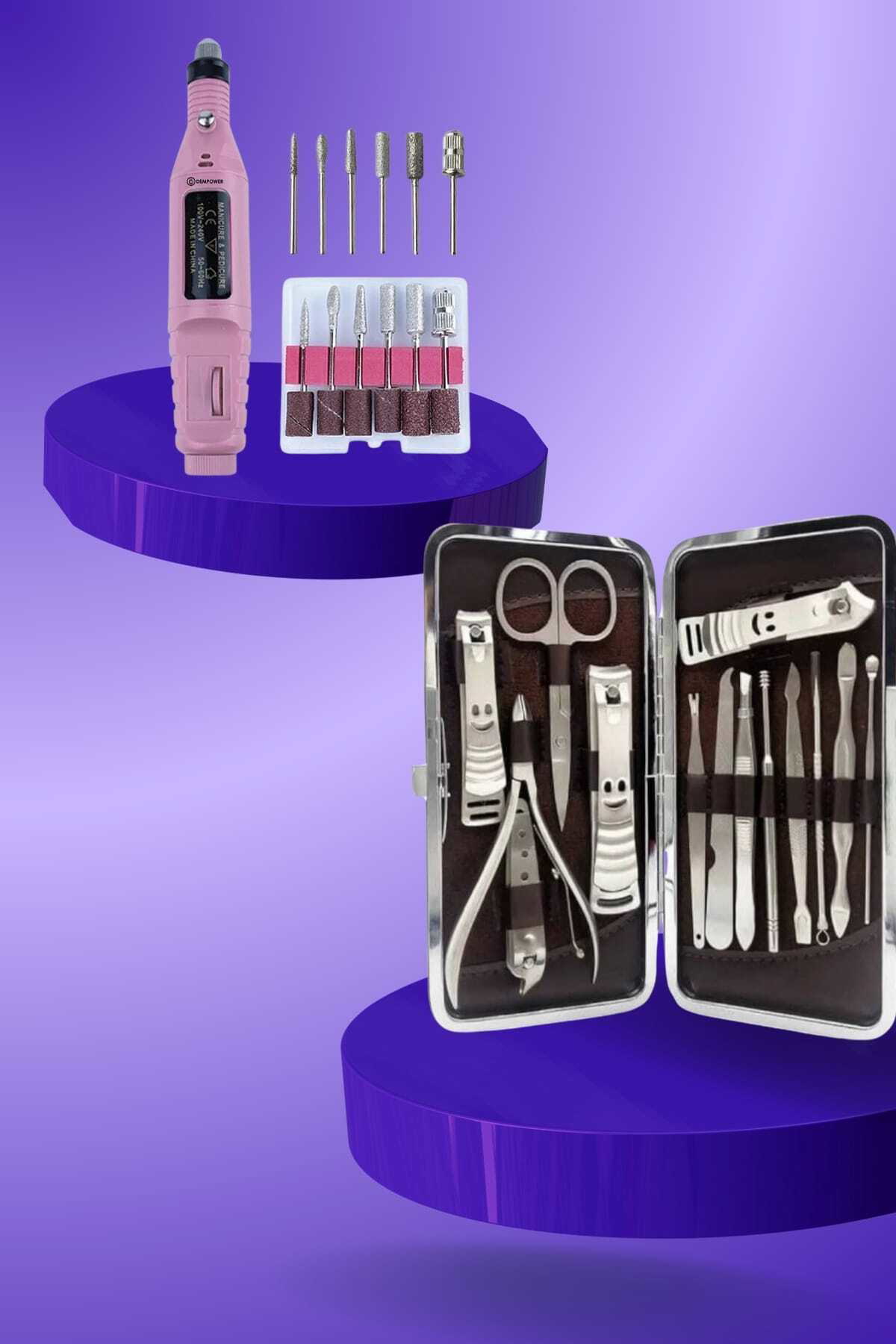 Elektrikli Manikür Pedikür Seti İkili Set 12 Parça Tırnak Bakımı 