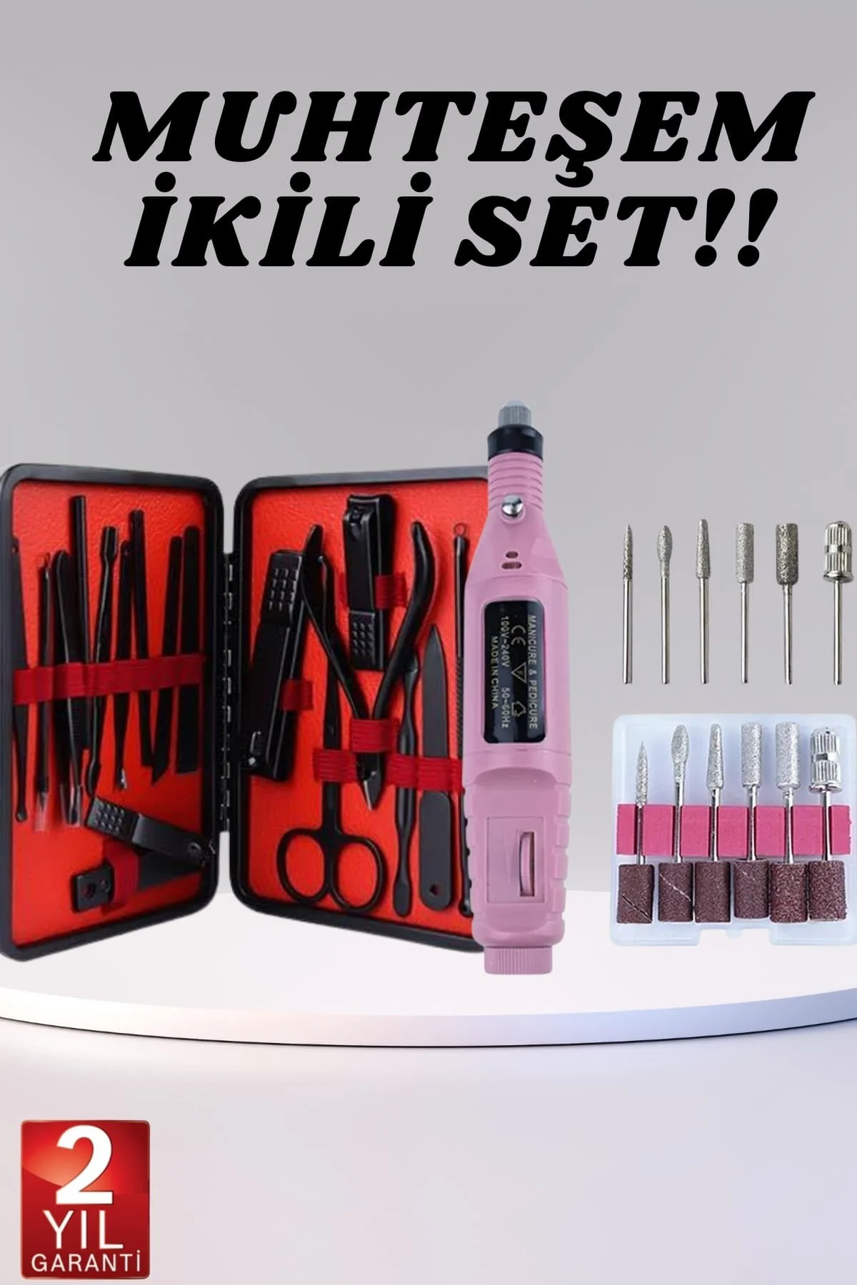 Elektrikli Manikür Pedikür Seti İkili Set 17 Parça Tırnak Bakımı 