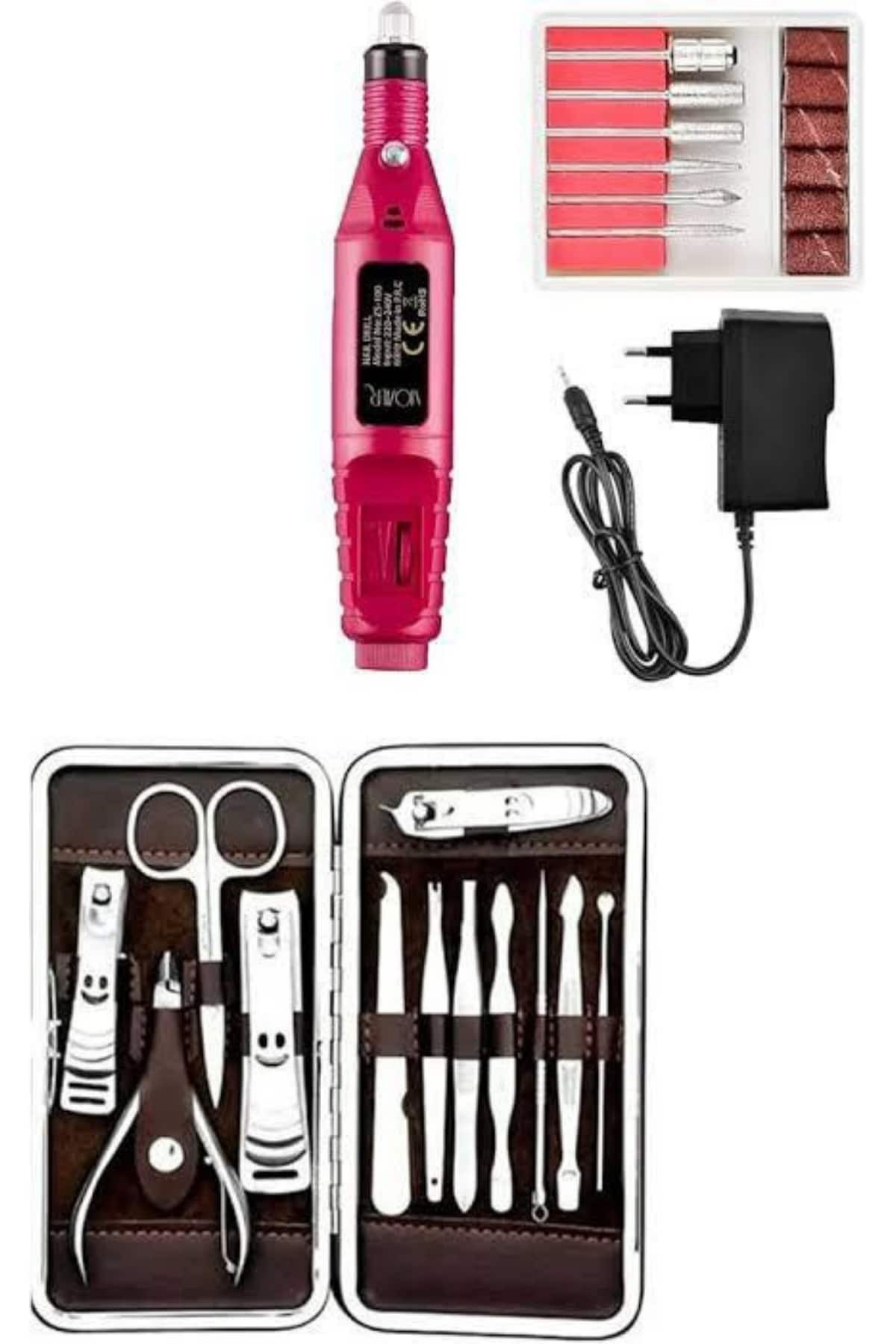 Elektrikli Manikür Pedikür Seti İkili Set 12 Parça Tırnak Bakımı 