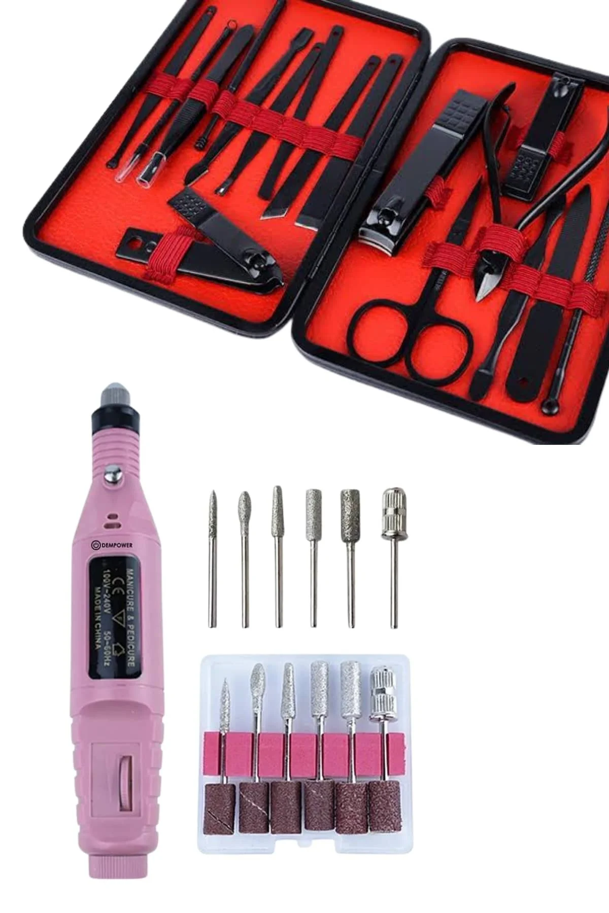 Elektrikli Manikür Pedikür Seti İkili Set 17 Parça Tırnak Bakımı 