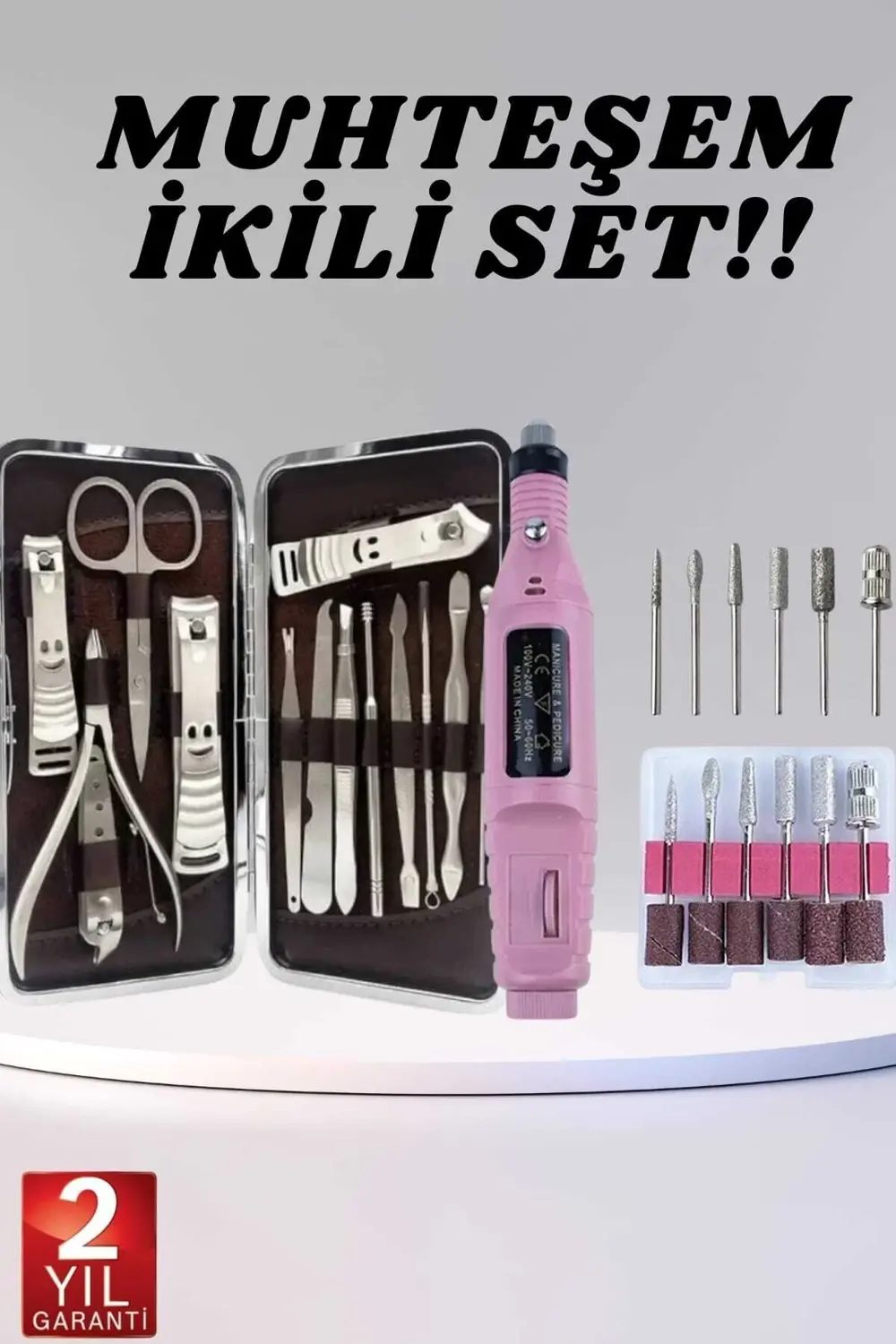 Elektrikli Manikür Pedikür Seti İkili Set 12 Parça Tırnak Bakımı
