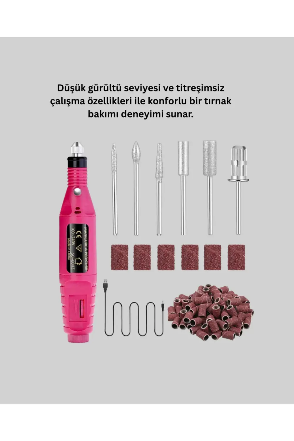 Elektrikli Manikür Pedikür Törpü Seti 6 Başlıklı