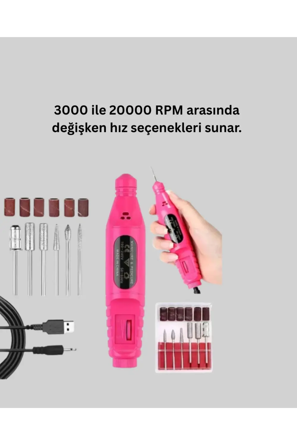 Elektrikli Manikür Pedikür Törpü Seti 6 Başlıklı