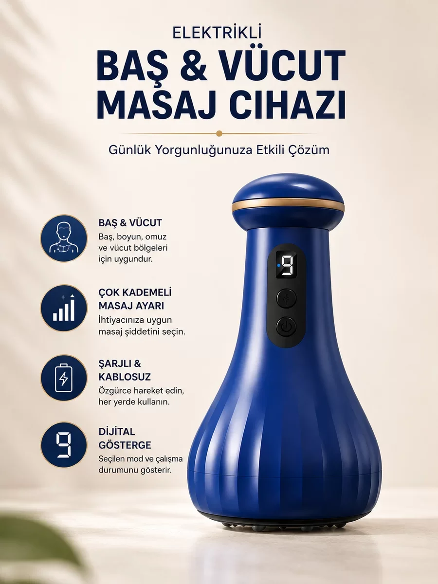 Elektrikli Masaj Cihazı Baş Vücut Kullanımına Uygun