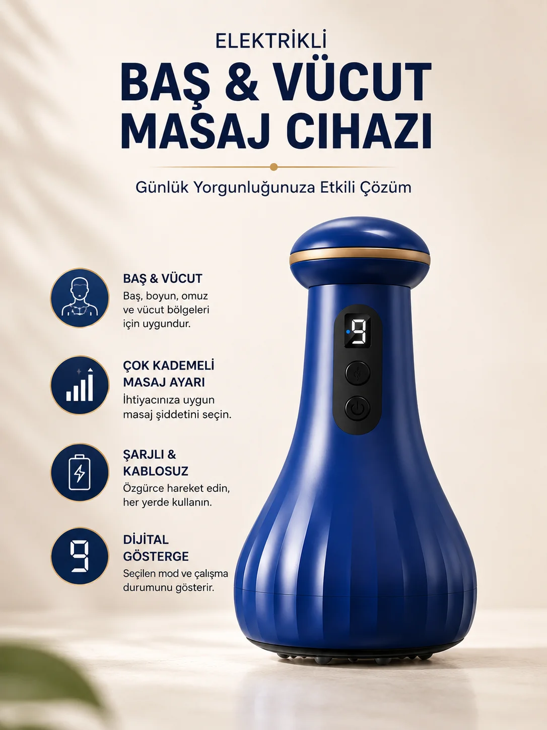 Elektrikli Masaj Cihazı Baş, Vücut Kullanımına Uygun