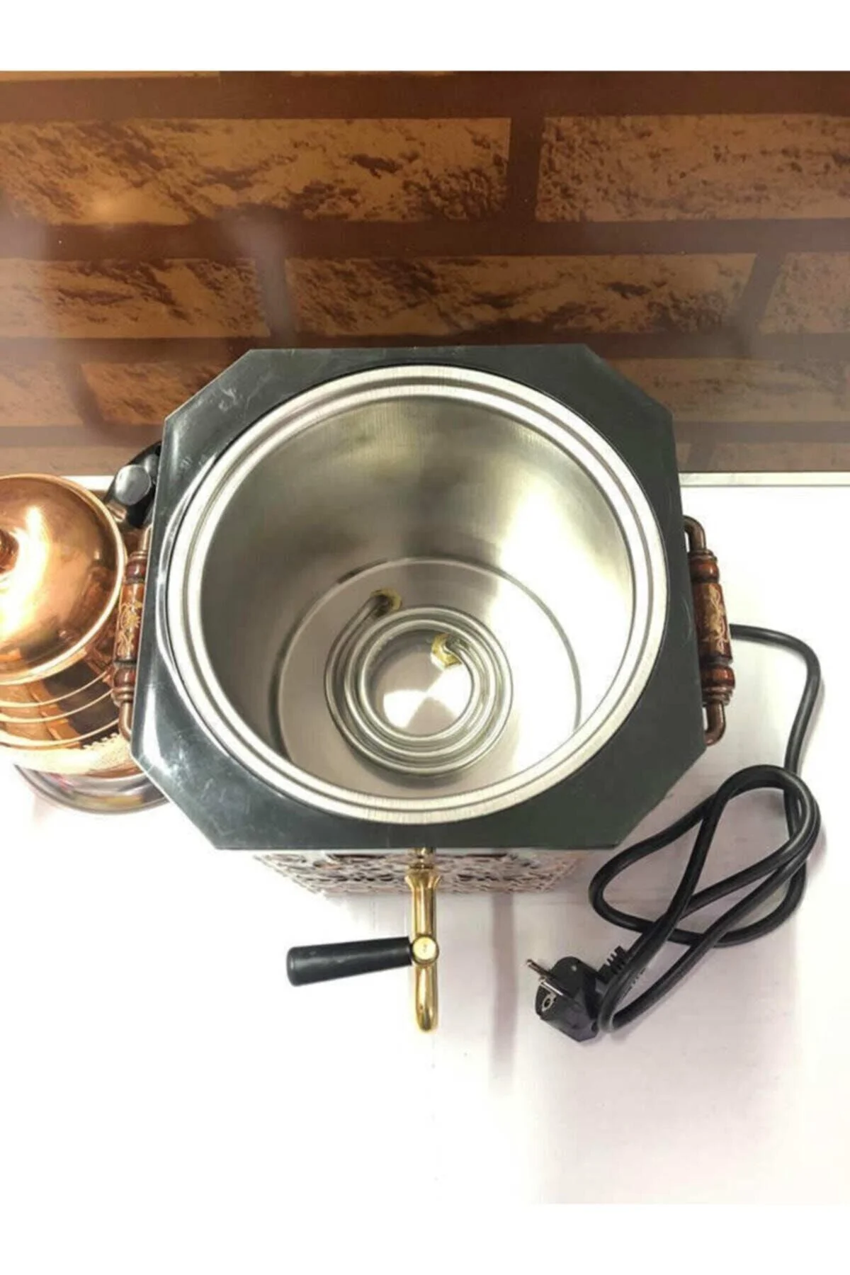 Elektrikli Nostaljik Bakır Semaver –Çay Semaveri+Demlik Hediye