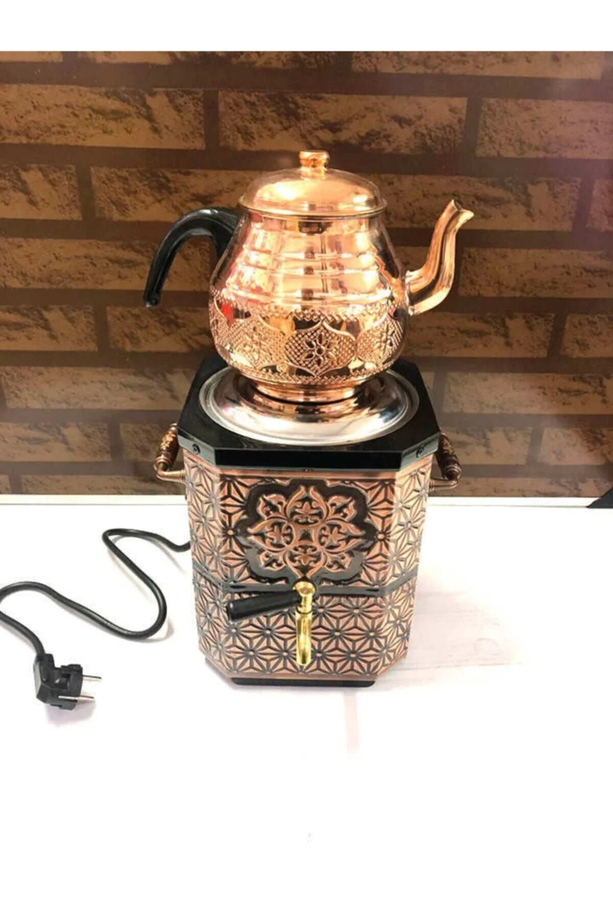 Elektrikli Nostaljik Bakır Semaver –Çay Semaveri+Demlik Hediye