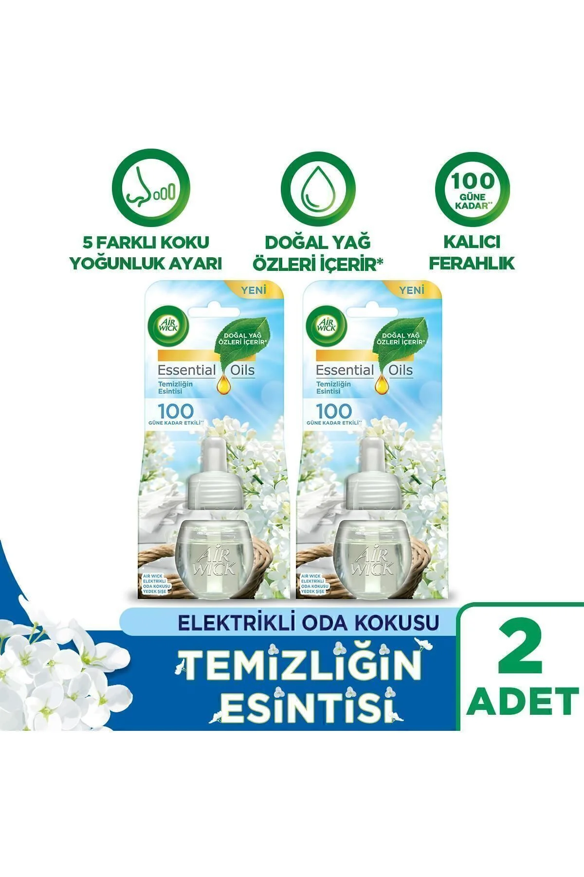 Elektrikli Oda Kokusu Yedek Şişe 8'li Set ( 2 Bahar-2 Temizlik-2 Lavanta-2 Vanilya)