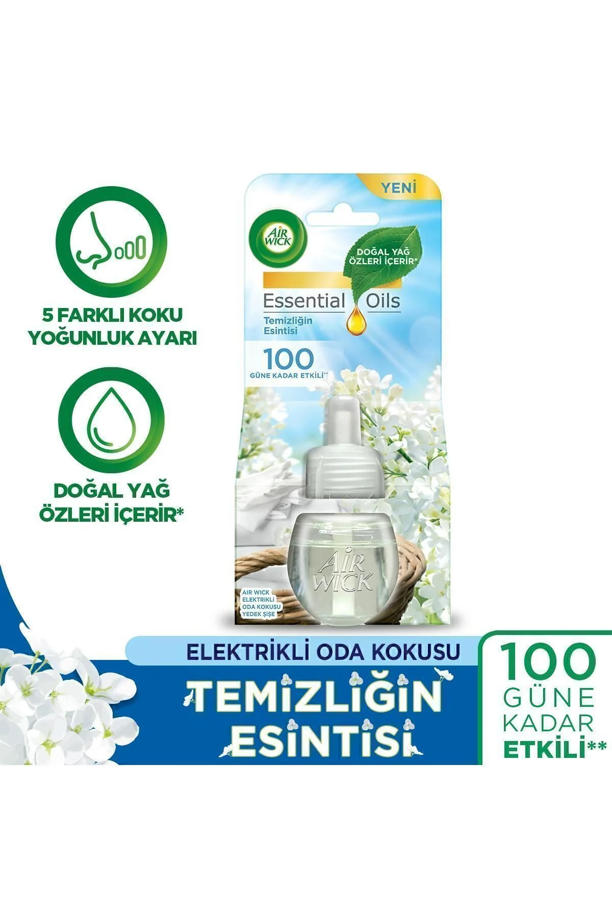 Elektrikli Oda Kokusu Yedek Şişe 4 Lü Set (1 BAHAR -1 TEMİZLİK -1 LAVANTA-1 VANİLYA)