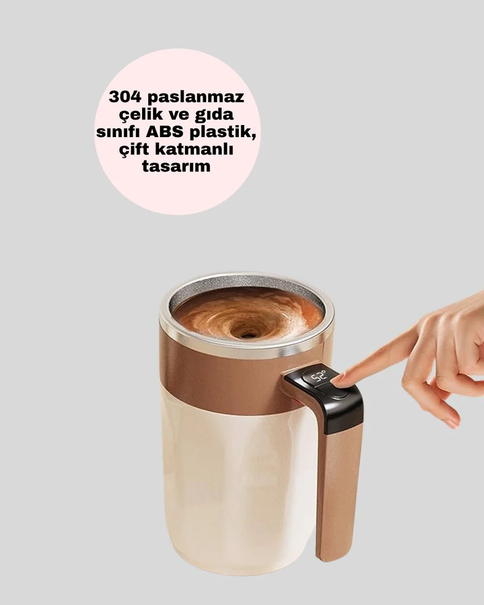 Elektrikli Otomatik Karıştırıcı Kupa – 304 Paslanmaz USB Şarjlı Taşınabilir