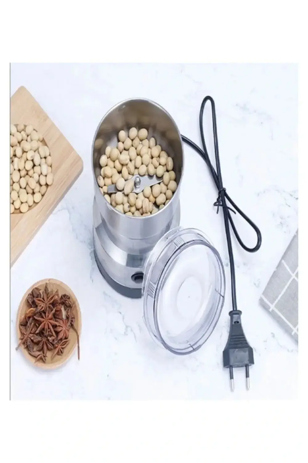 Elektrikli Paslanmaz Çelik Kahve Baharat Pirinç Öğütücü 150w