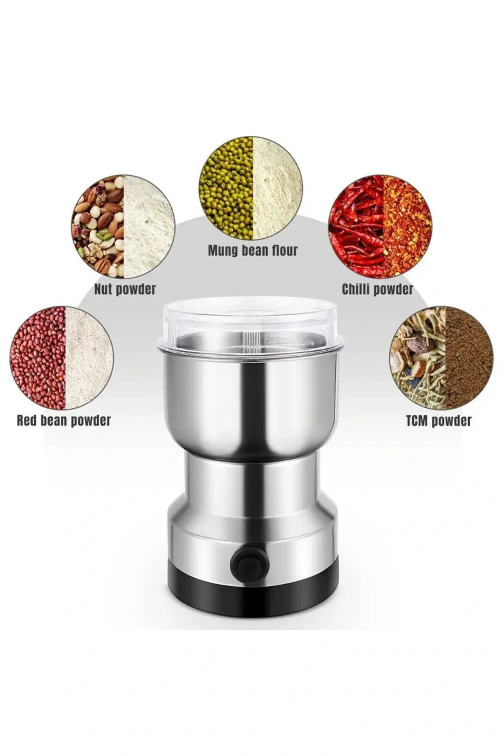 Elektrikli Paslanmaz Çelik Kahve Baharat Pirinç Öğütücü 4 Bıçak 9