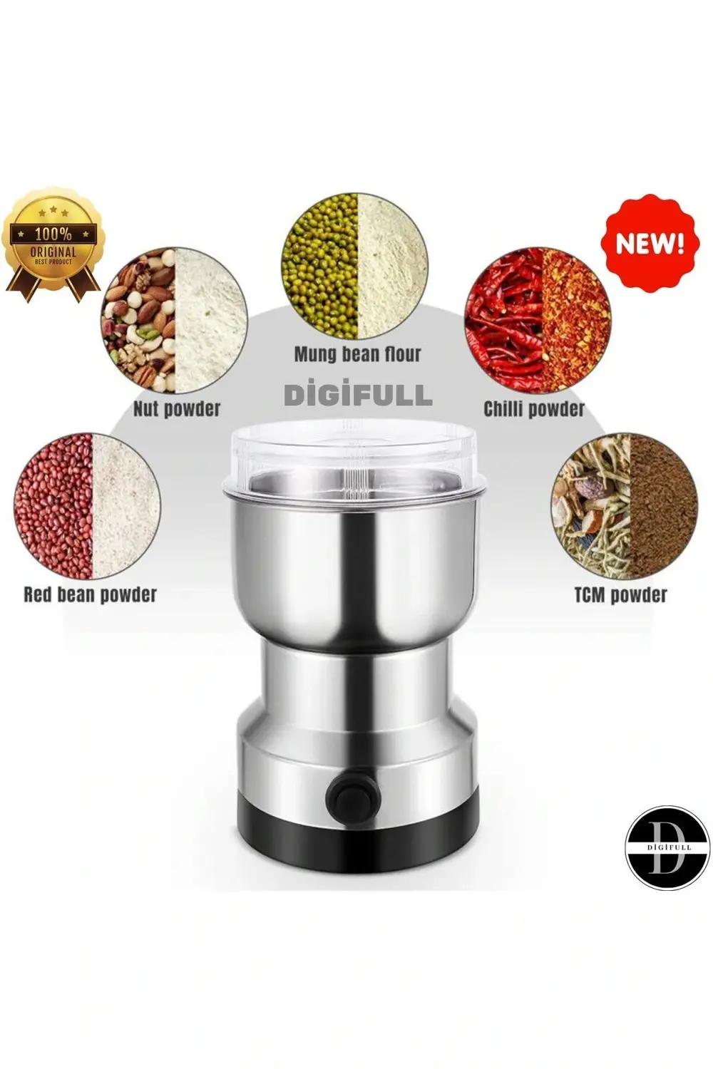 Elektrikli Paslanmaz Çelik Kahve Baharat Pirinç Öğütücü 150w