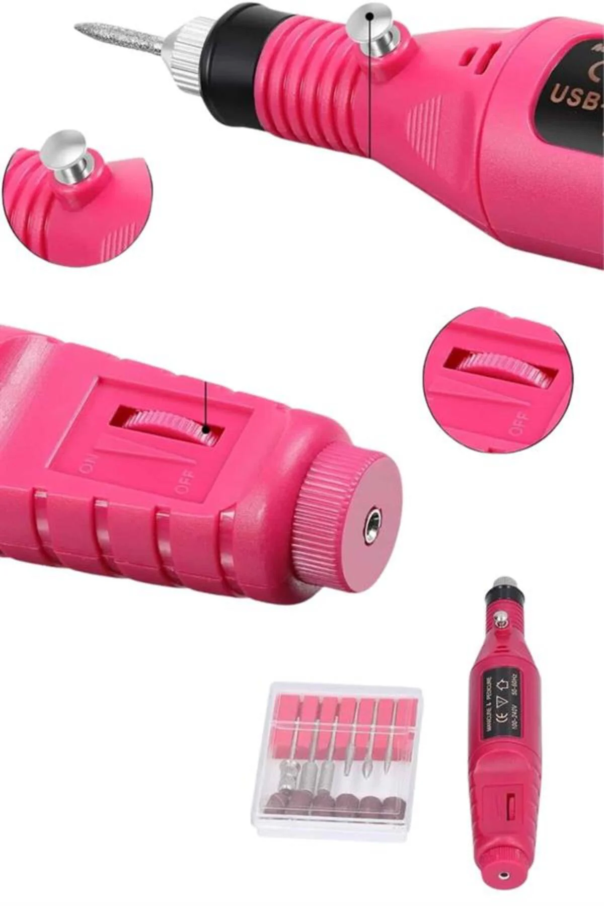 Elektrikli Profesyonel Manikür Pedikür Seti Değiştirilebilir Başl