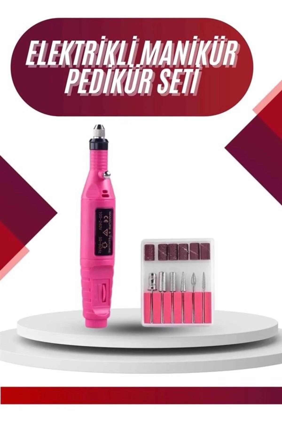Elektrikli Profesyonel Manikür Pedikür Seti Değiştirilebilir Başl